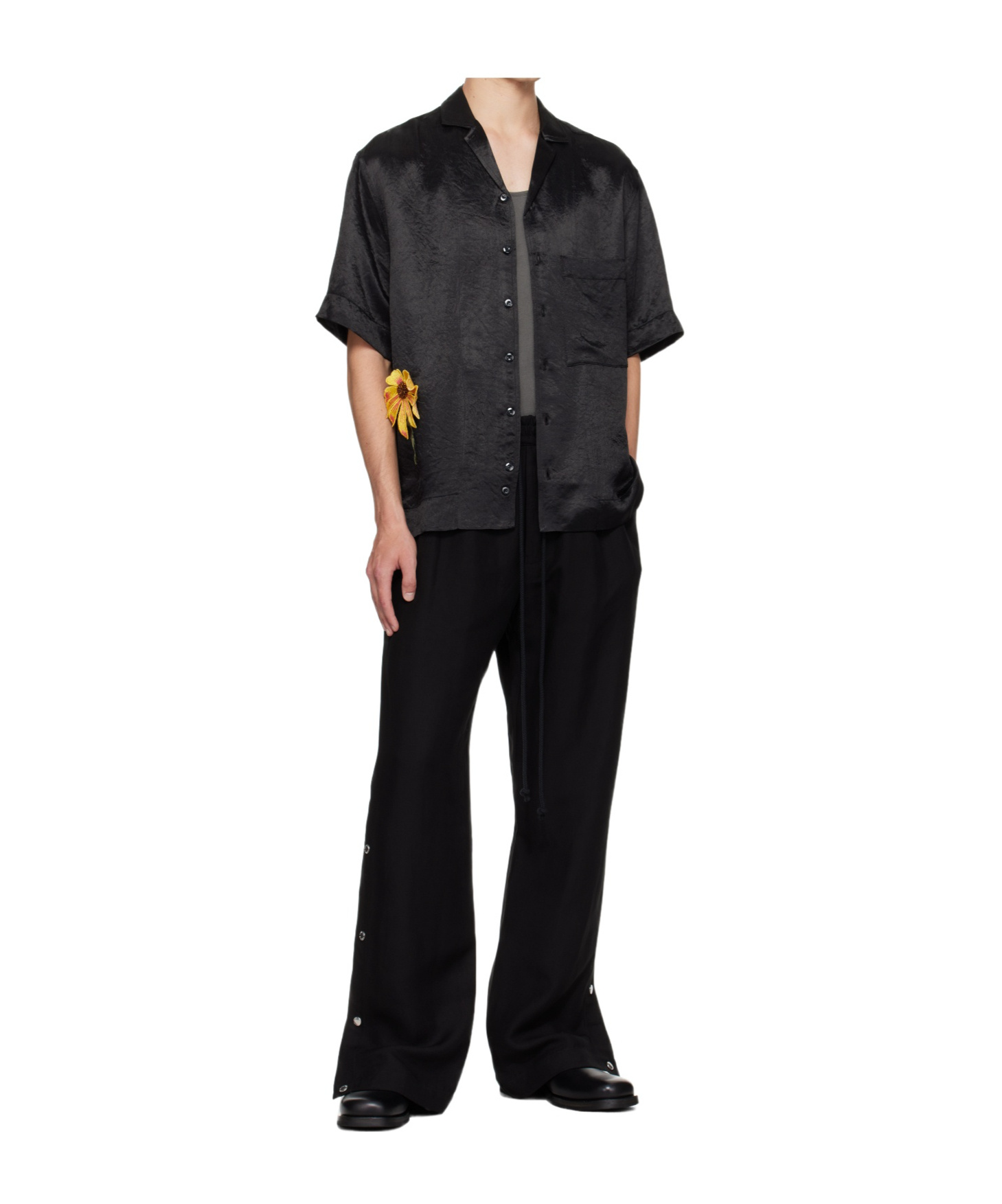 Song For The Mute Black Drape Studded Sweatpants In Black
