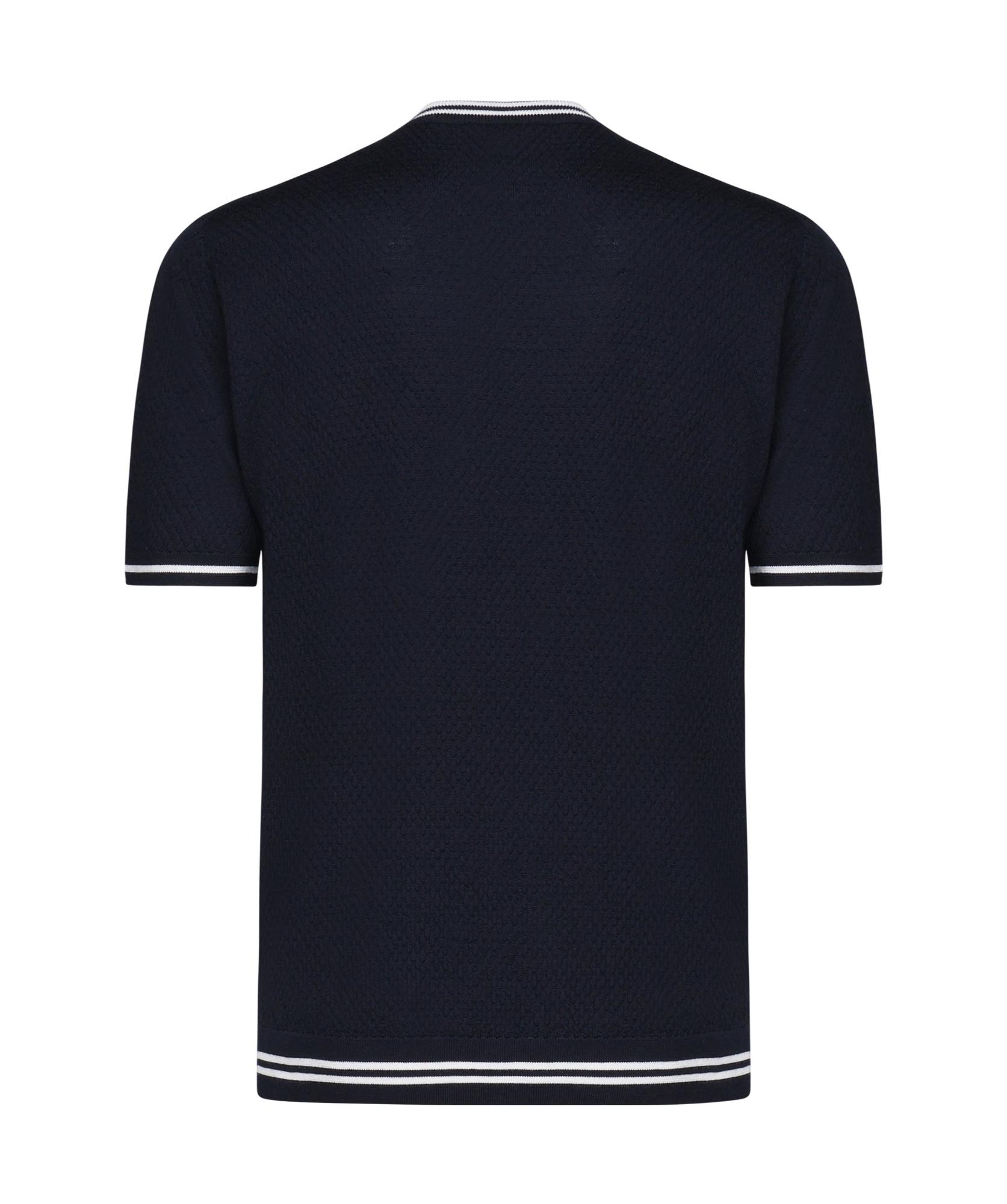 Eleventy Blue Knit T Shirt With Contrasting Details In Black