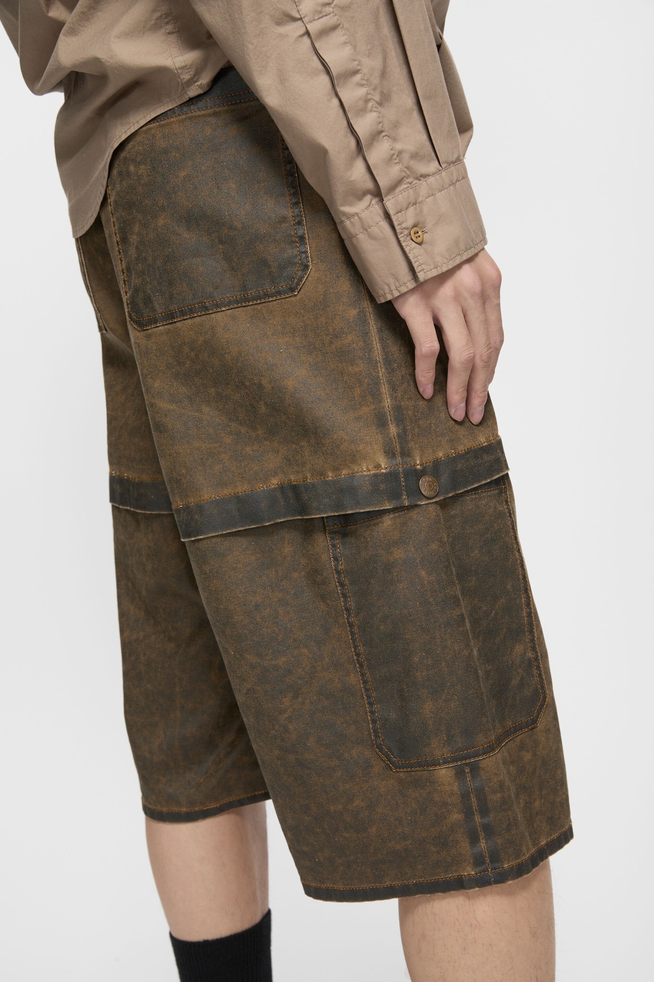 Acne Studios Shorts Coated Cotton In Brown