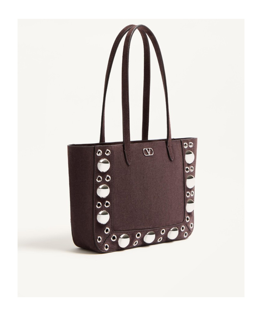 Valentino Nellcote Studded Suede Mini Tote Bag In Black