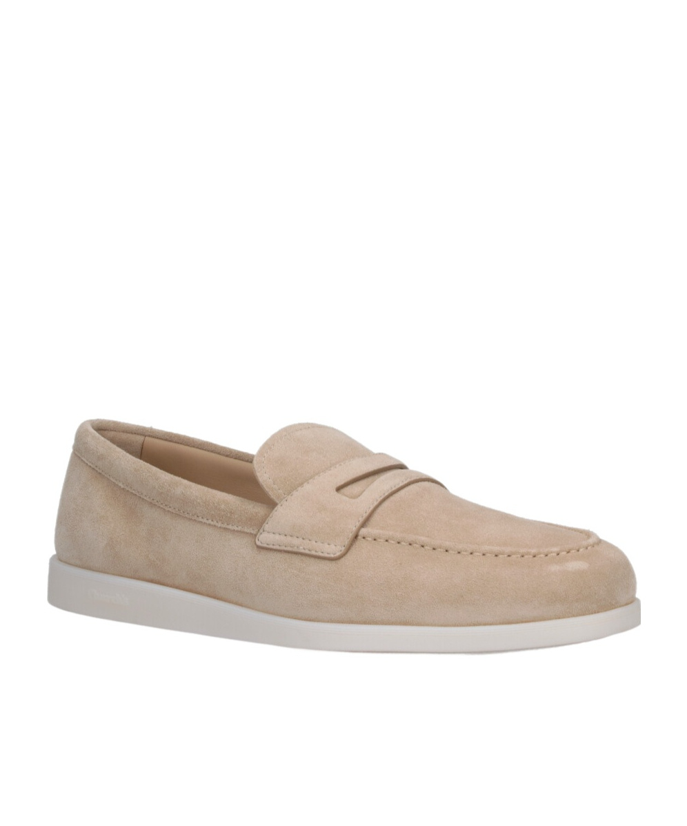 Church's Beige Suede Loafers With Classic Penny Strap Detail In Nude