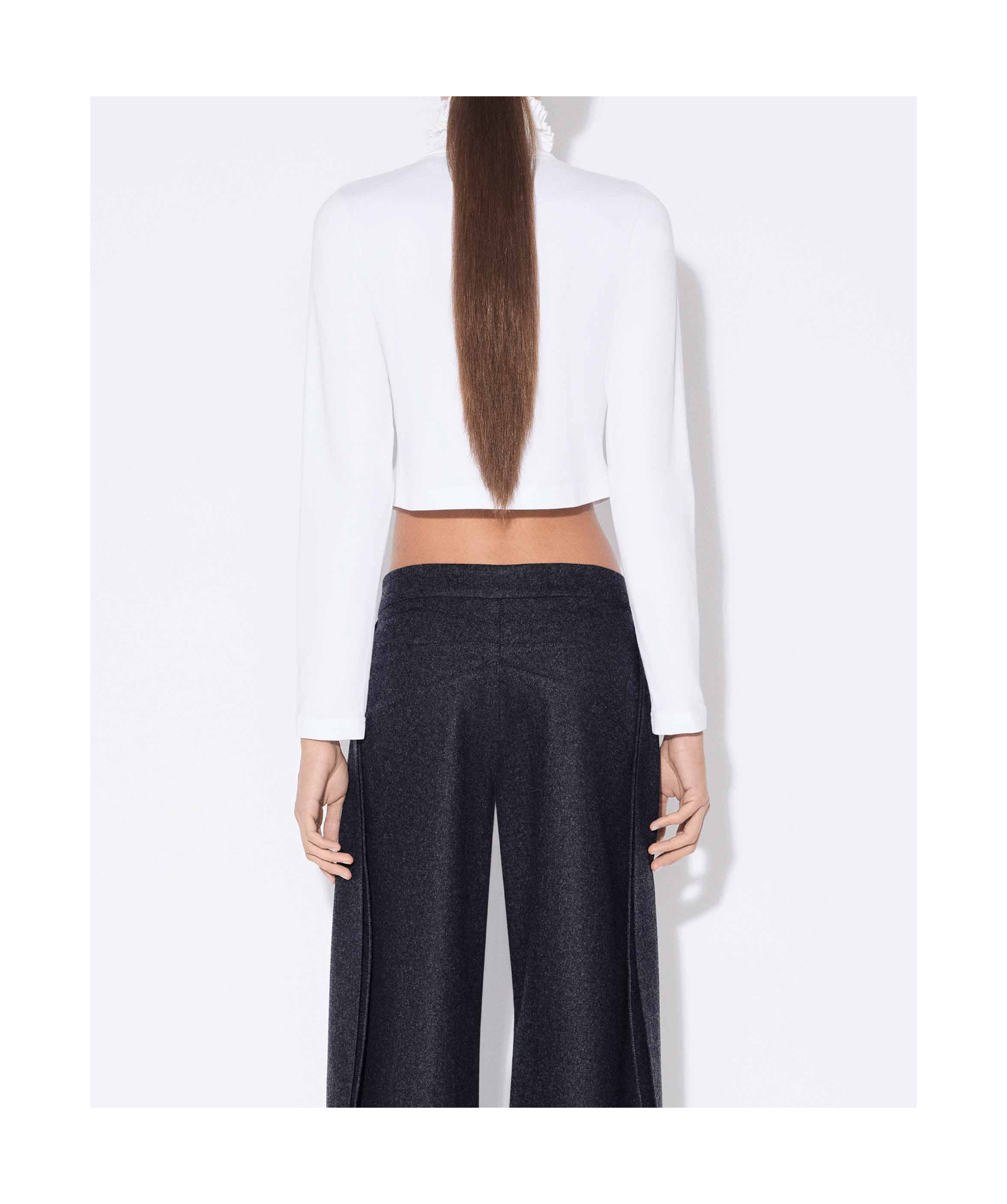 Alaïa Cropped Turtleneck Cotton Jersey Top In White