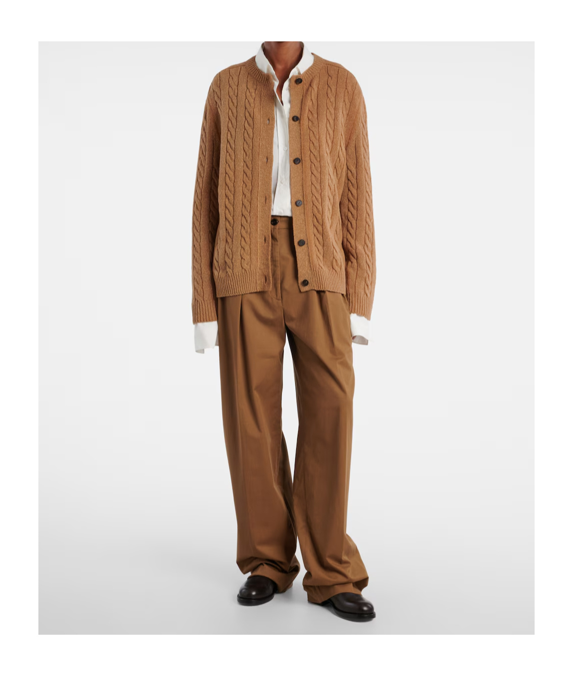 The Row Long Sleeve Cardigan In Brown