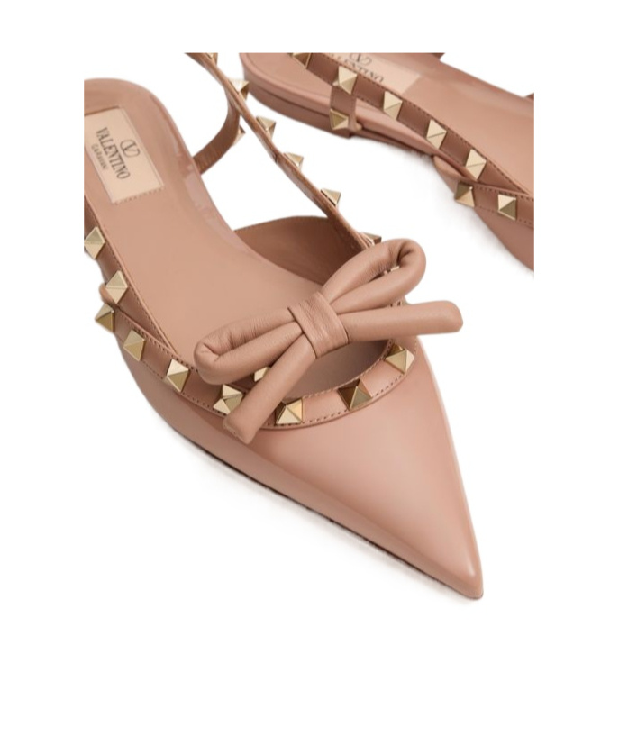 Valentino Rockstud Bow Slingback Baller In Nude