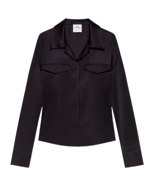 Courrèges Darted Satin Shirt In Black