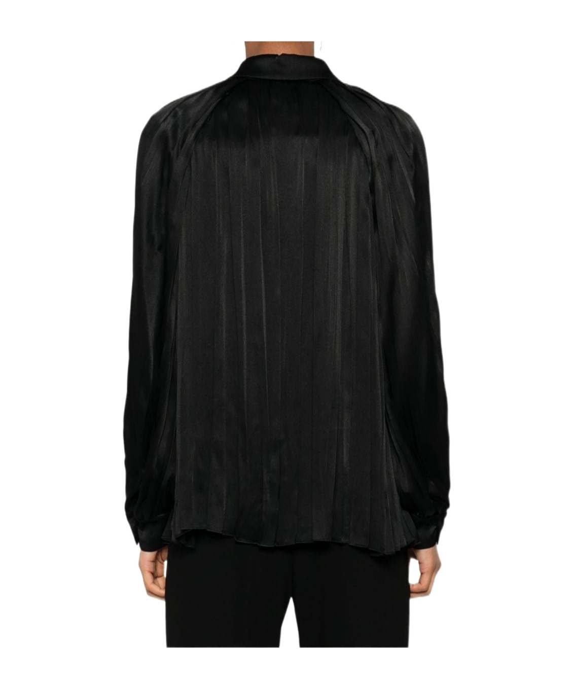 Shop Alberta Ferretti Pleated Satin Shirt In Black