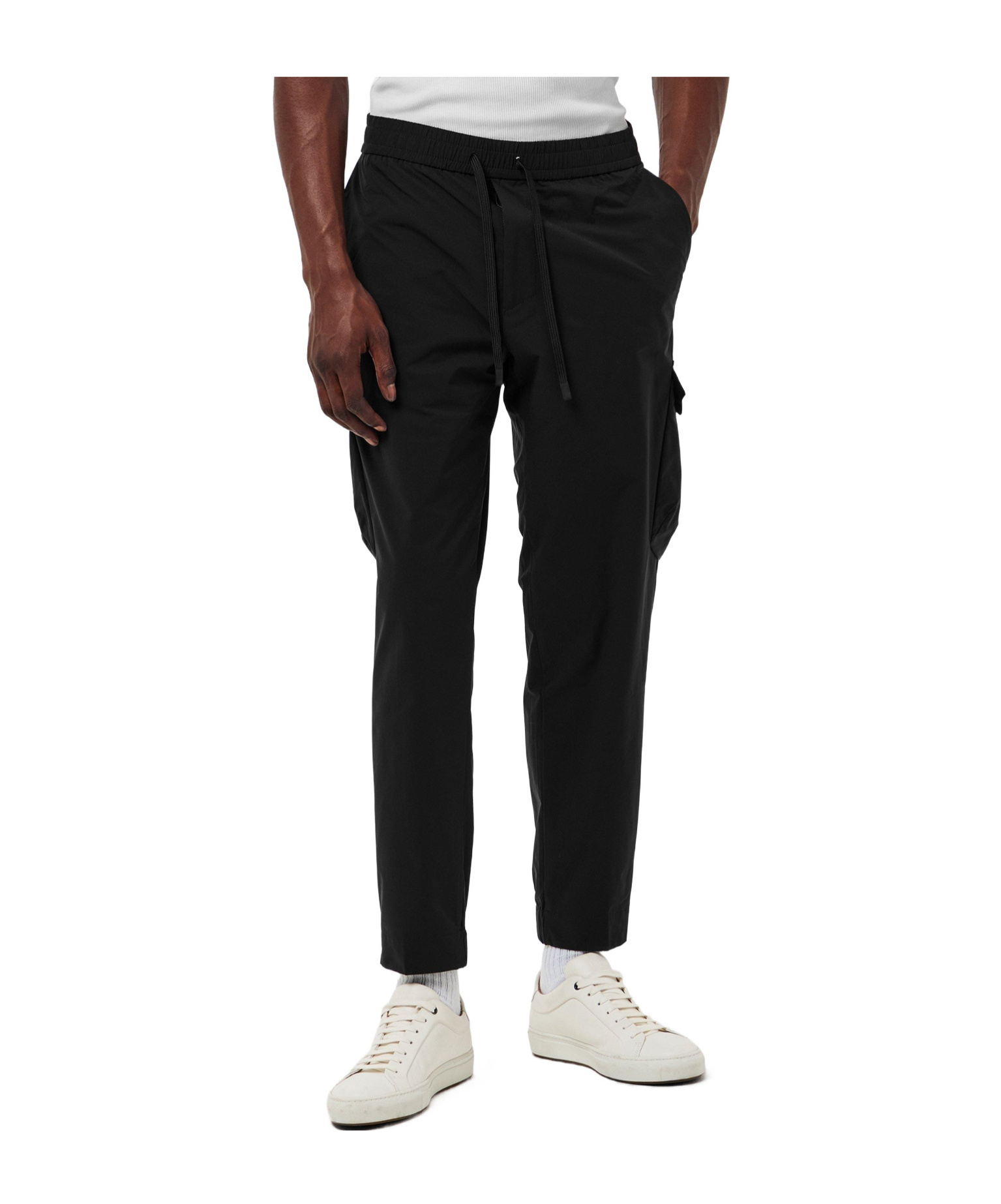 Hugo Boss Drawstring Cargo Jogger Pants In Black