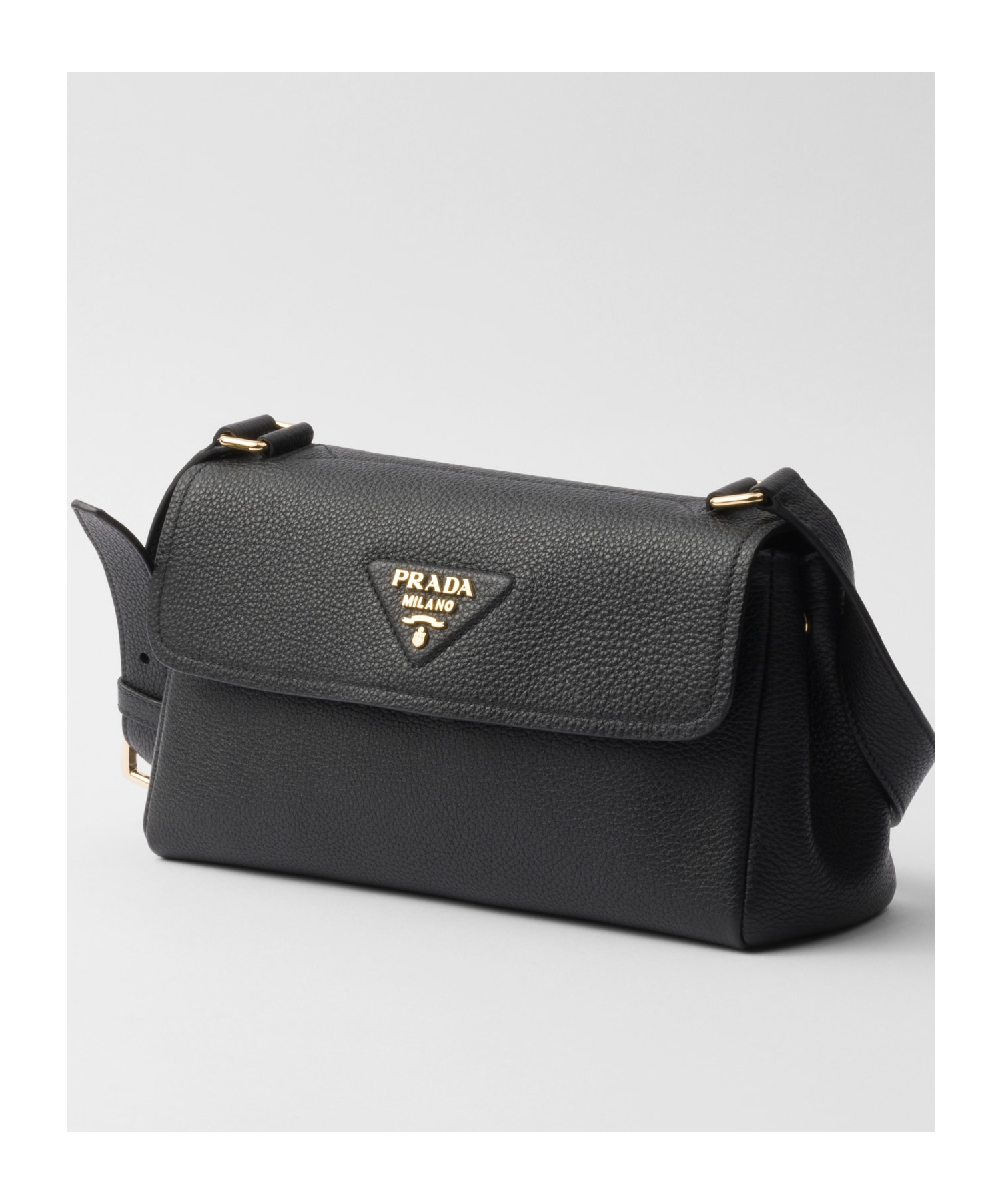 Prada Small Leather Shoulder Bag In Black