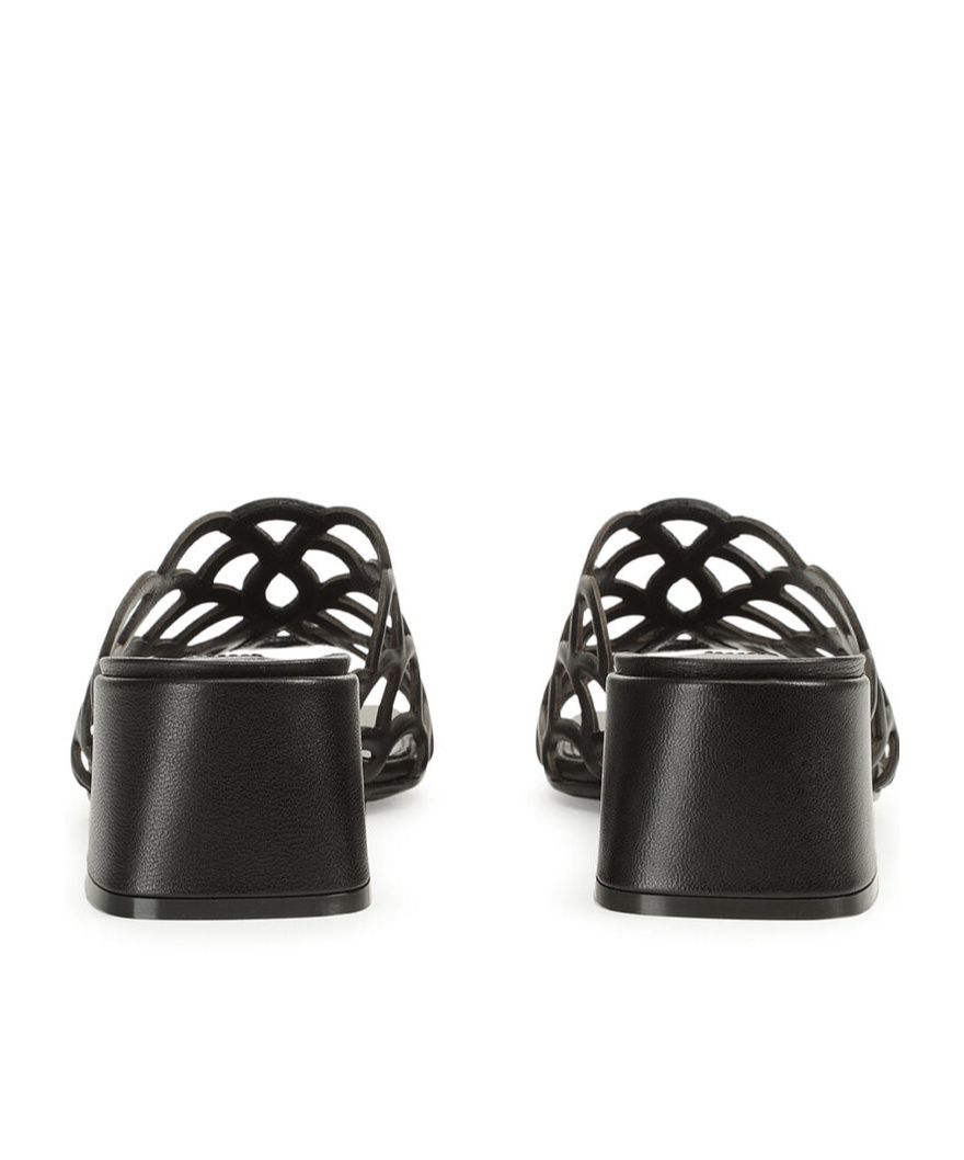 Sergio Rossi Mermaid Leather Mules In Black
