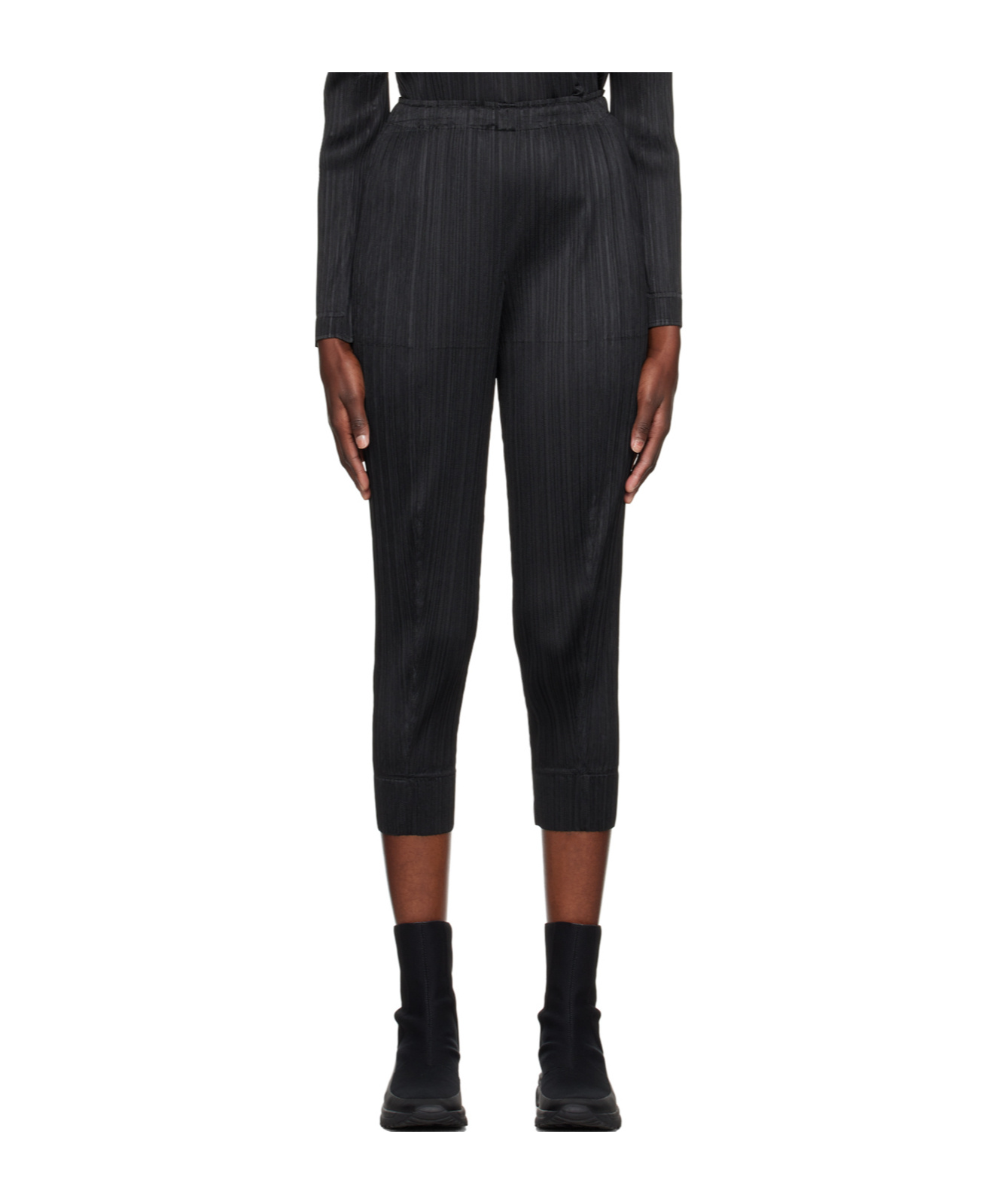 Shop Issey Miyake Monthly Colors September Tapered Trousers In Black