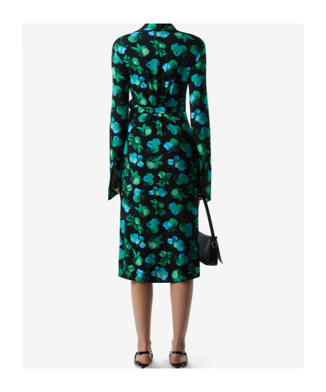 Coperni Apple-print Midi Wrap Shirtdress In Black