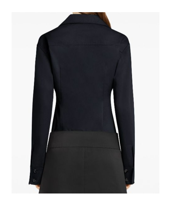 Courrèges Cotton Shirt With Camp Collar And Chest Pockets In Black