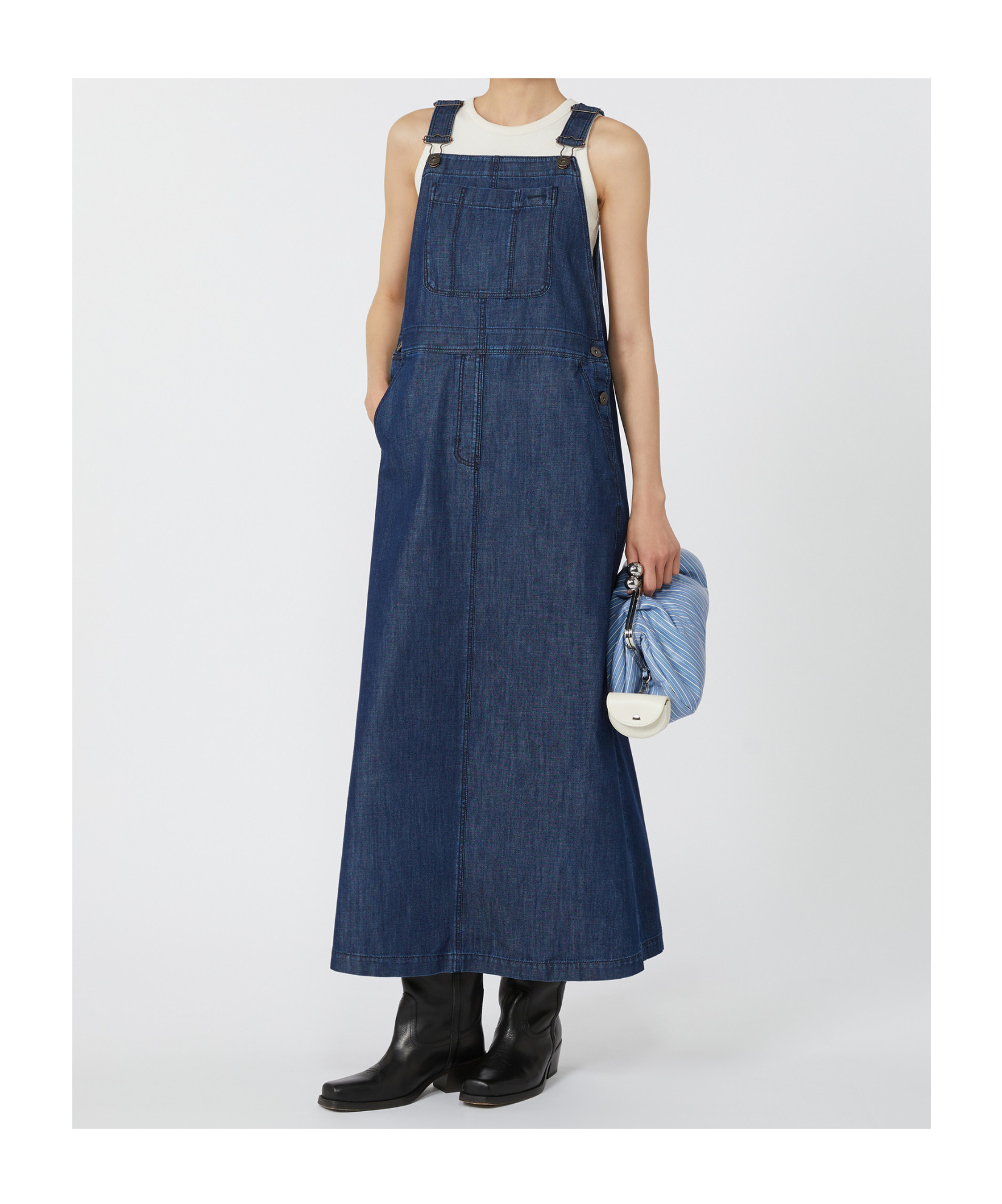 Weekend Max Mara Denim Dungaree Dress In Blue