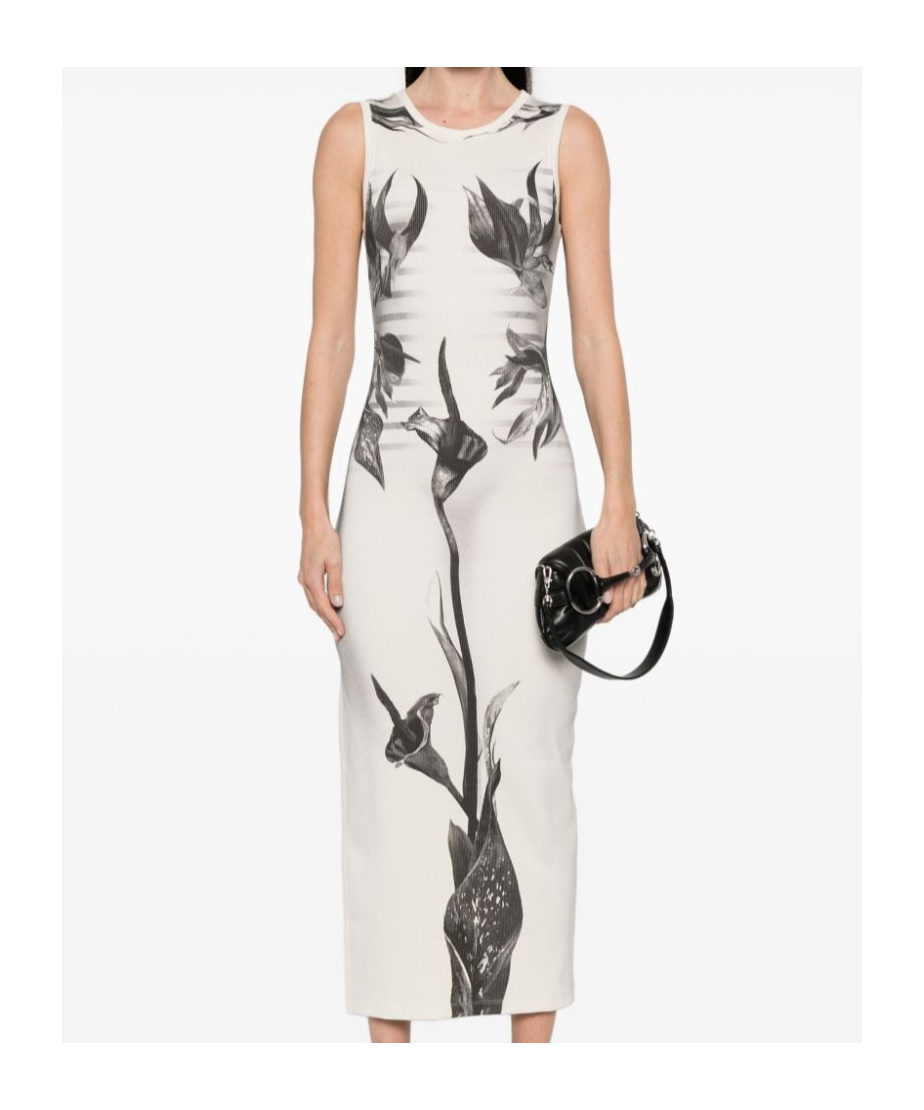 Shop Jean Paul Gaultier Floral-print Midi Dress In White