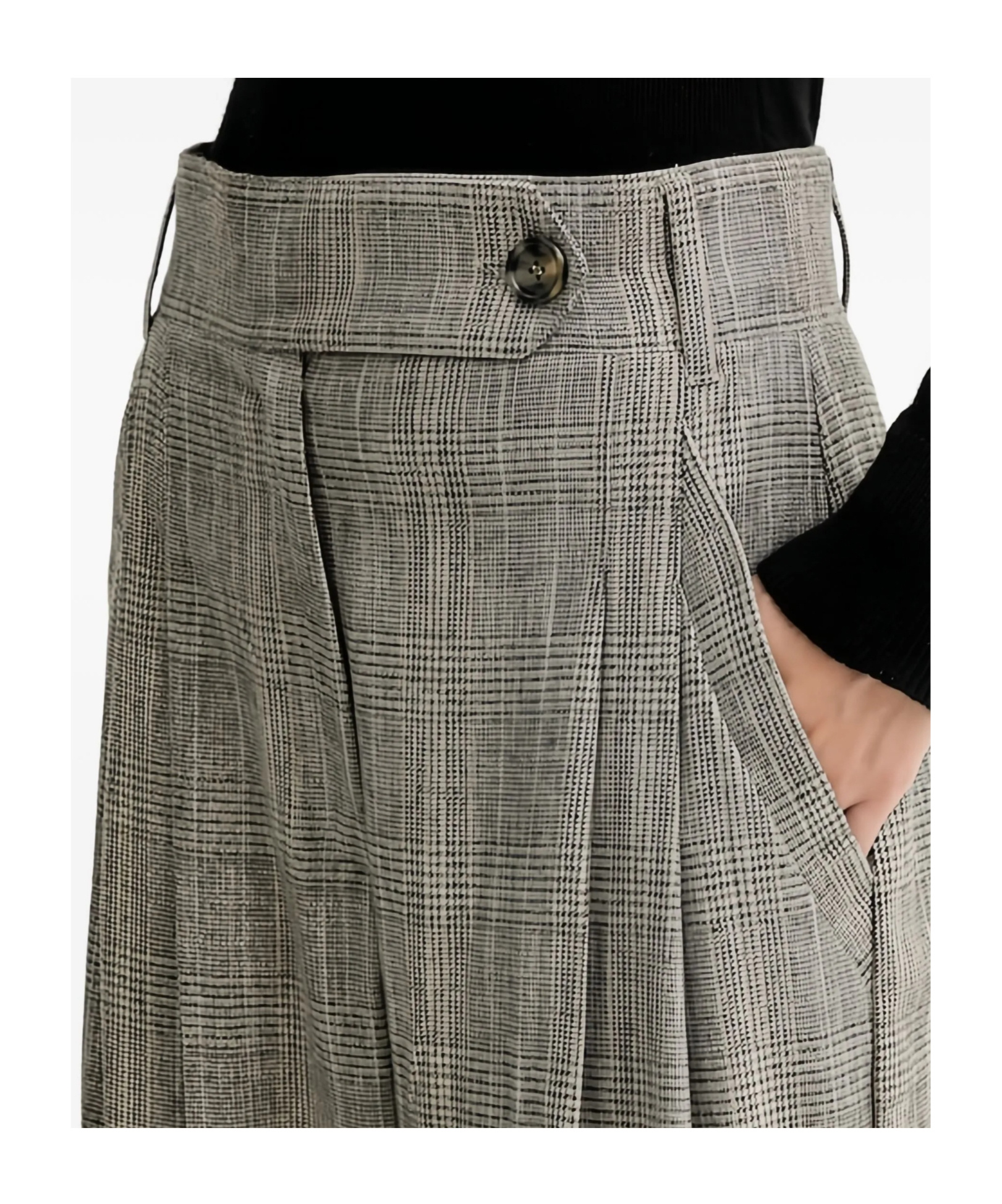 Marella Pleated Check Trousers In Gray