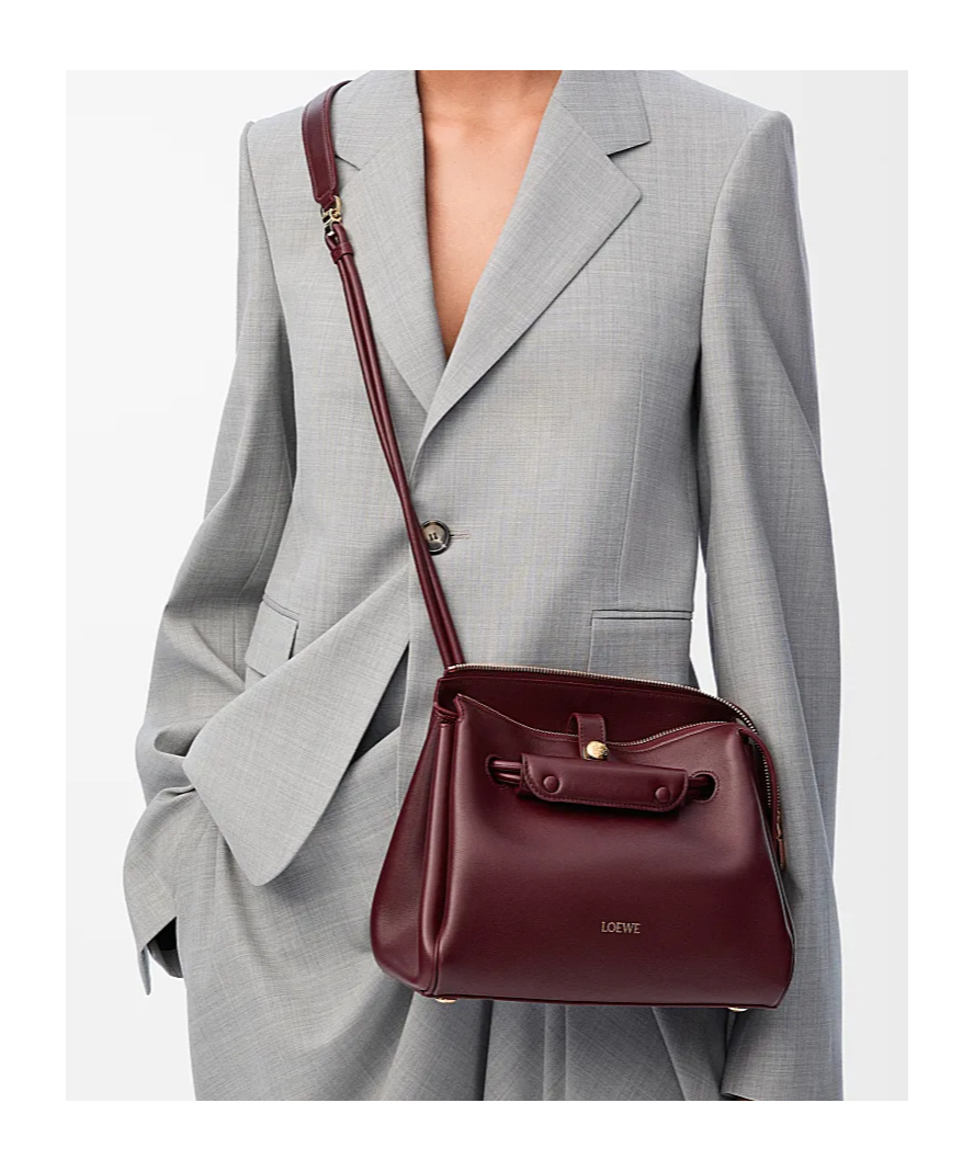 Loewe Small Madrid Bag In Supple Calfskin In Burgundy