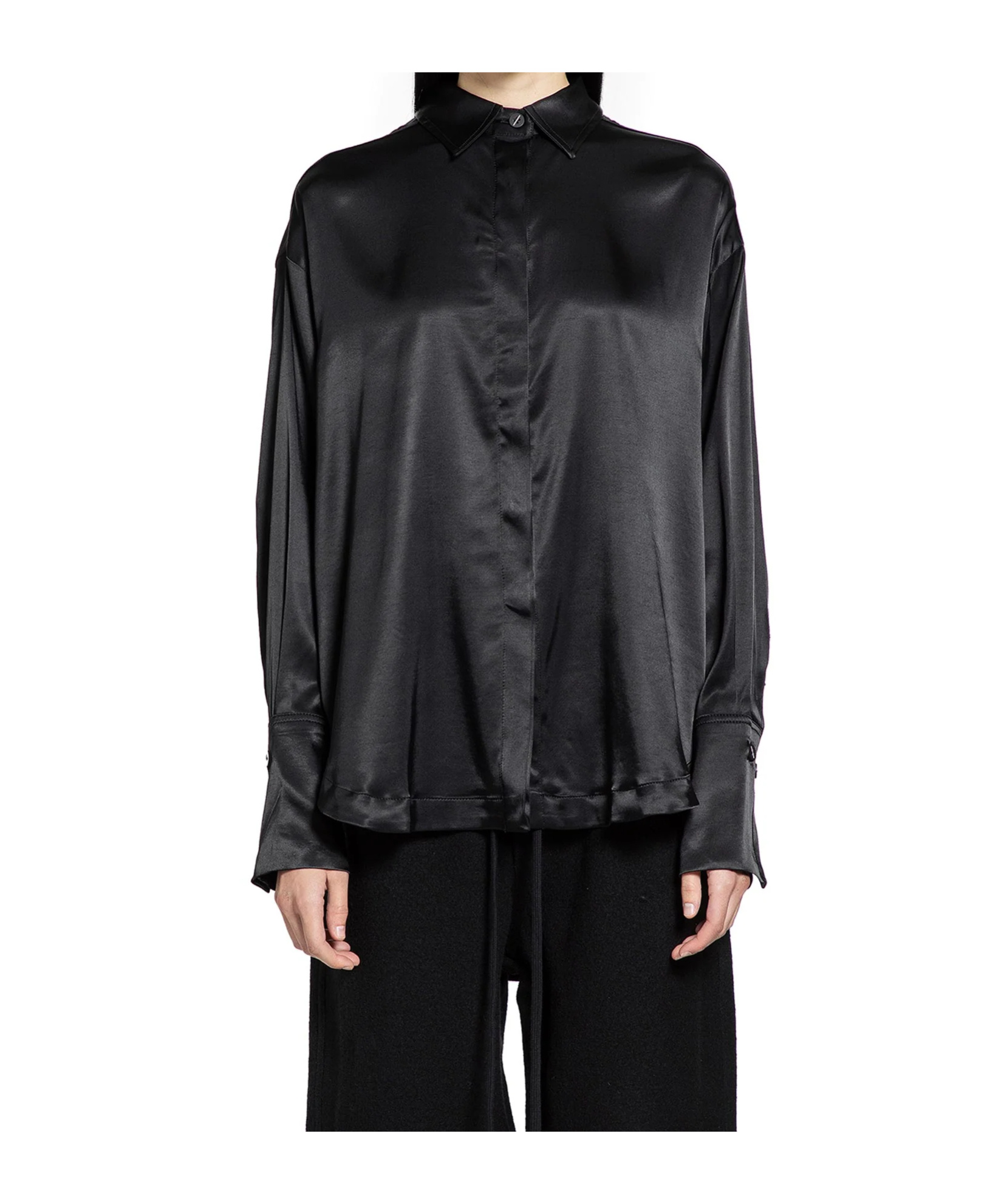Thom Krom Satin Shirt In Black