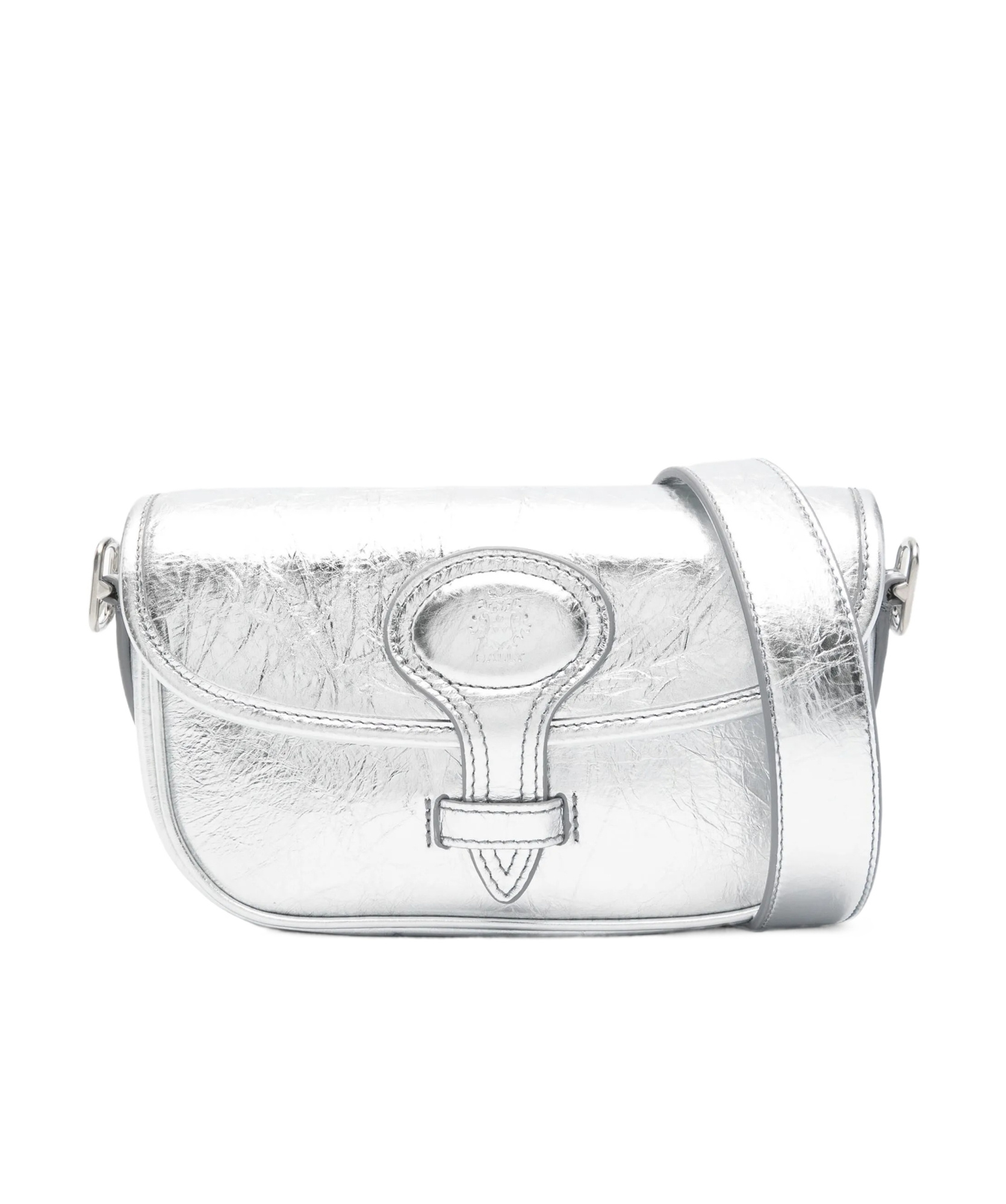 Bally Metallic-leather Flap Shoulder Bag In Silver