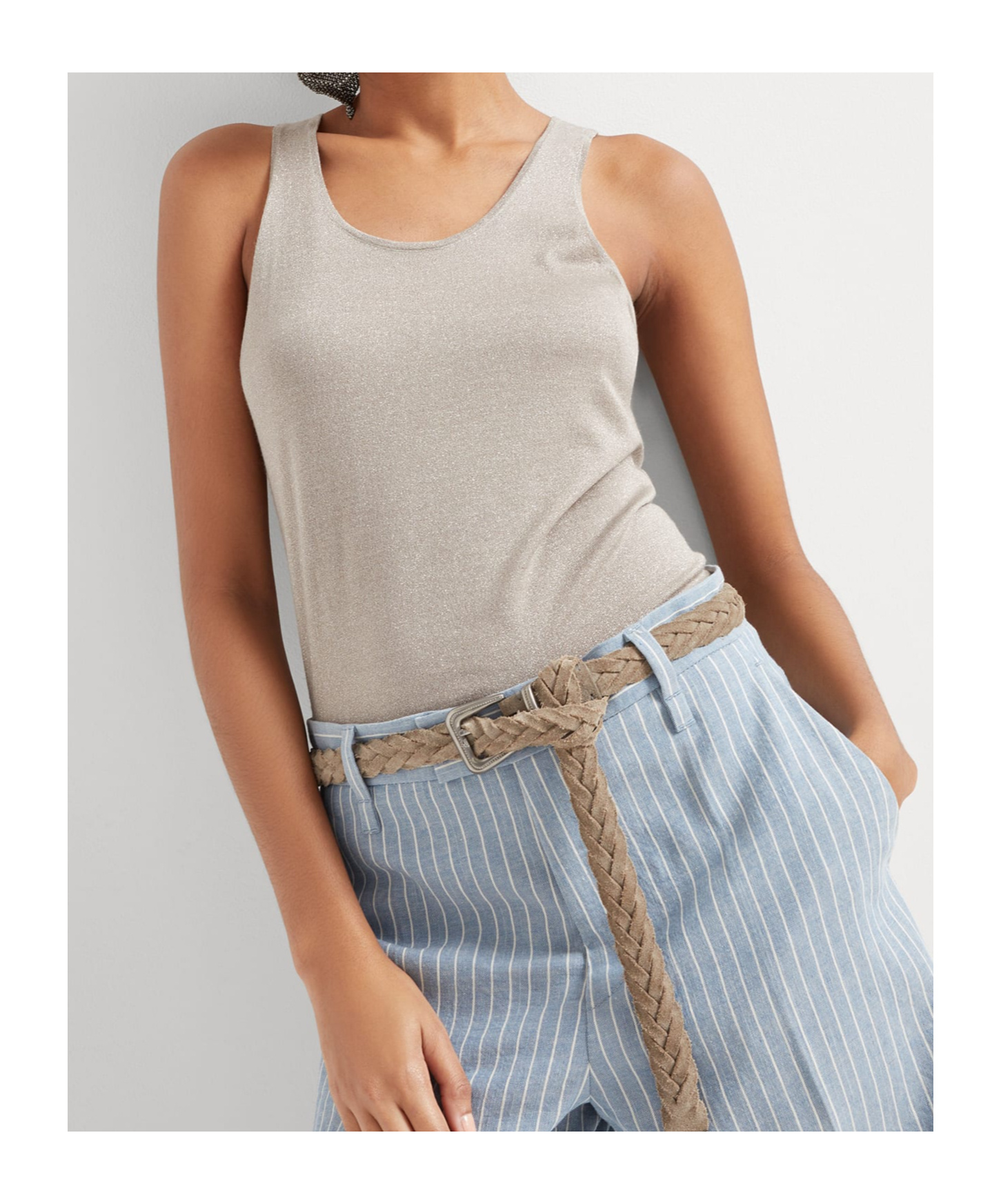 Shop Brunello Cucinelli Lurex Top In Smoky Brown