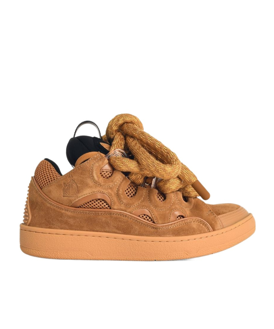 Lanvin Leather Blend Sneakers Suede Finish In Brown