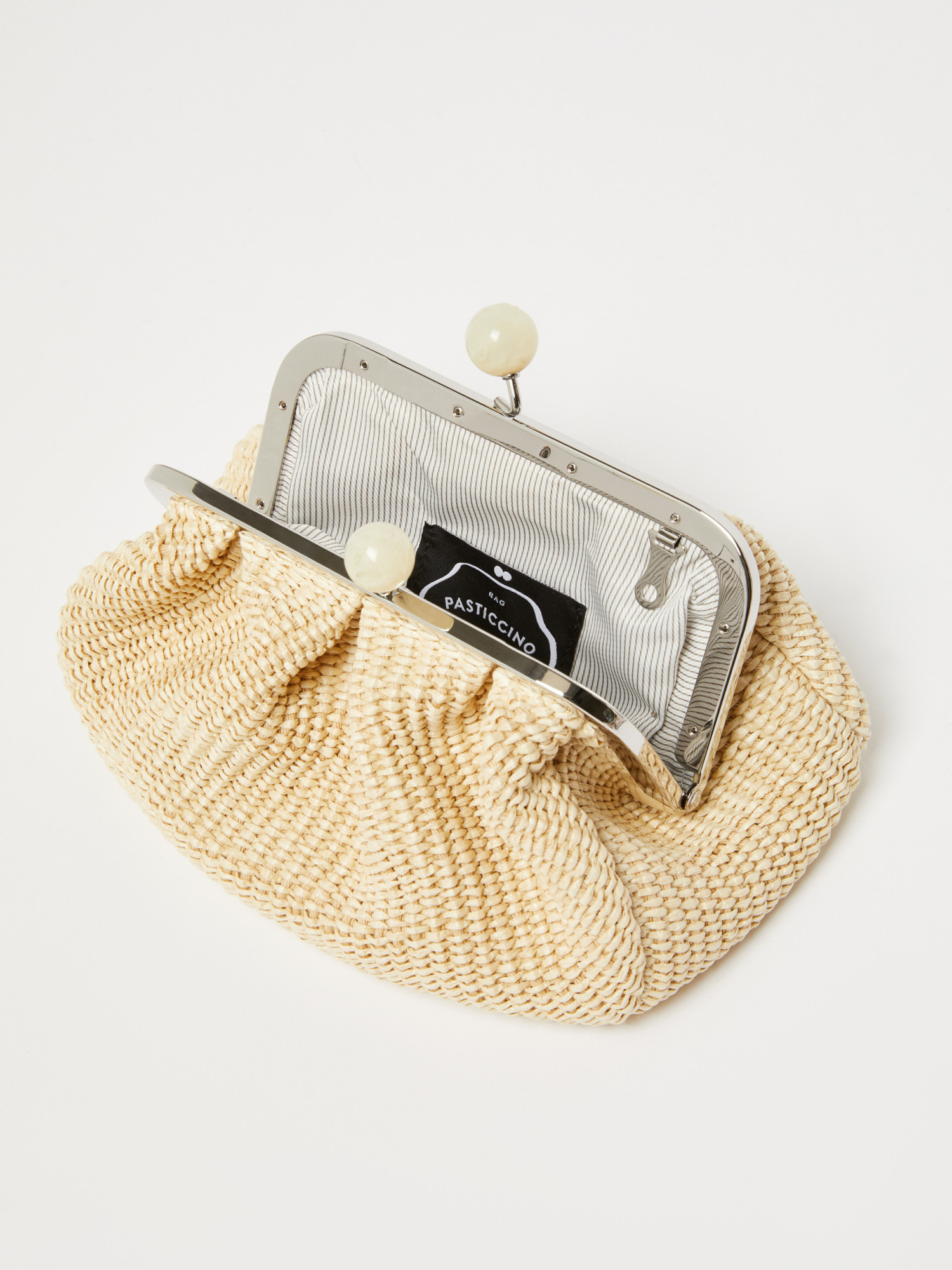 Weekend Max Mara Small Raffia-effect Pasticcino Bag In Nude