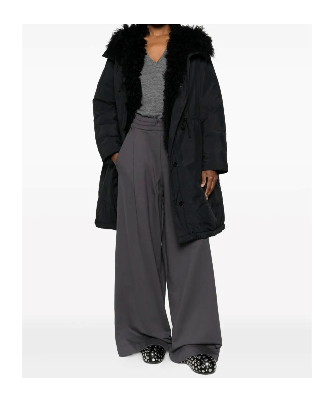 Yves Salomon Faux Fur-trim Jacket In Black