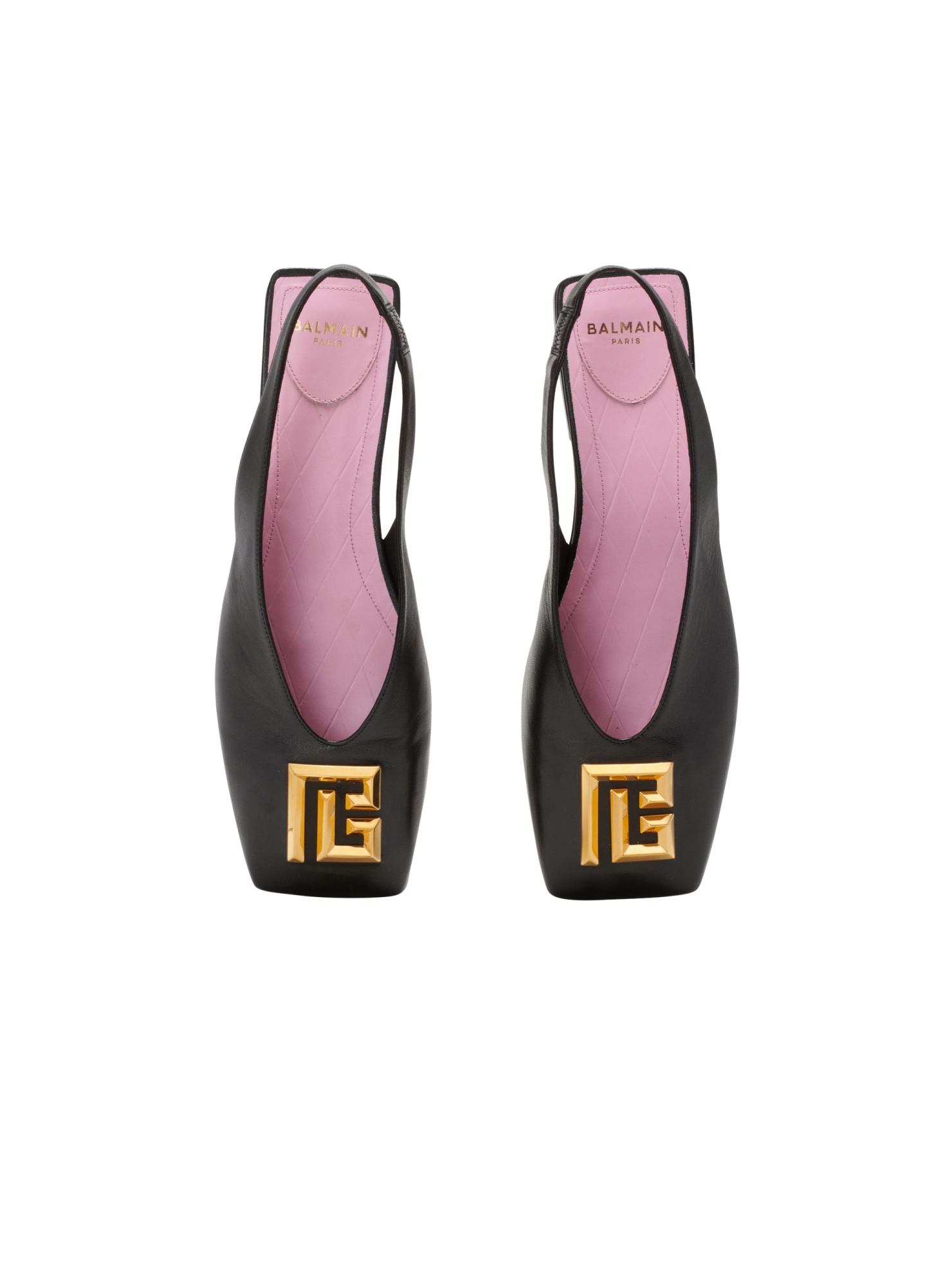 Balmain Flat Eden Slingbacks In Lambskin Leather In Black