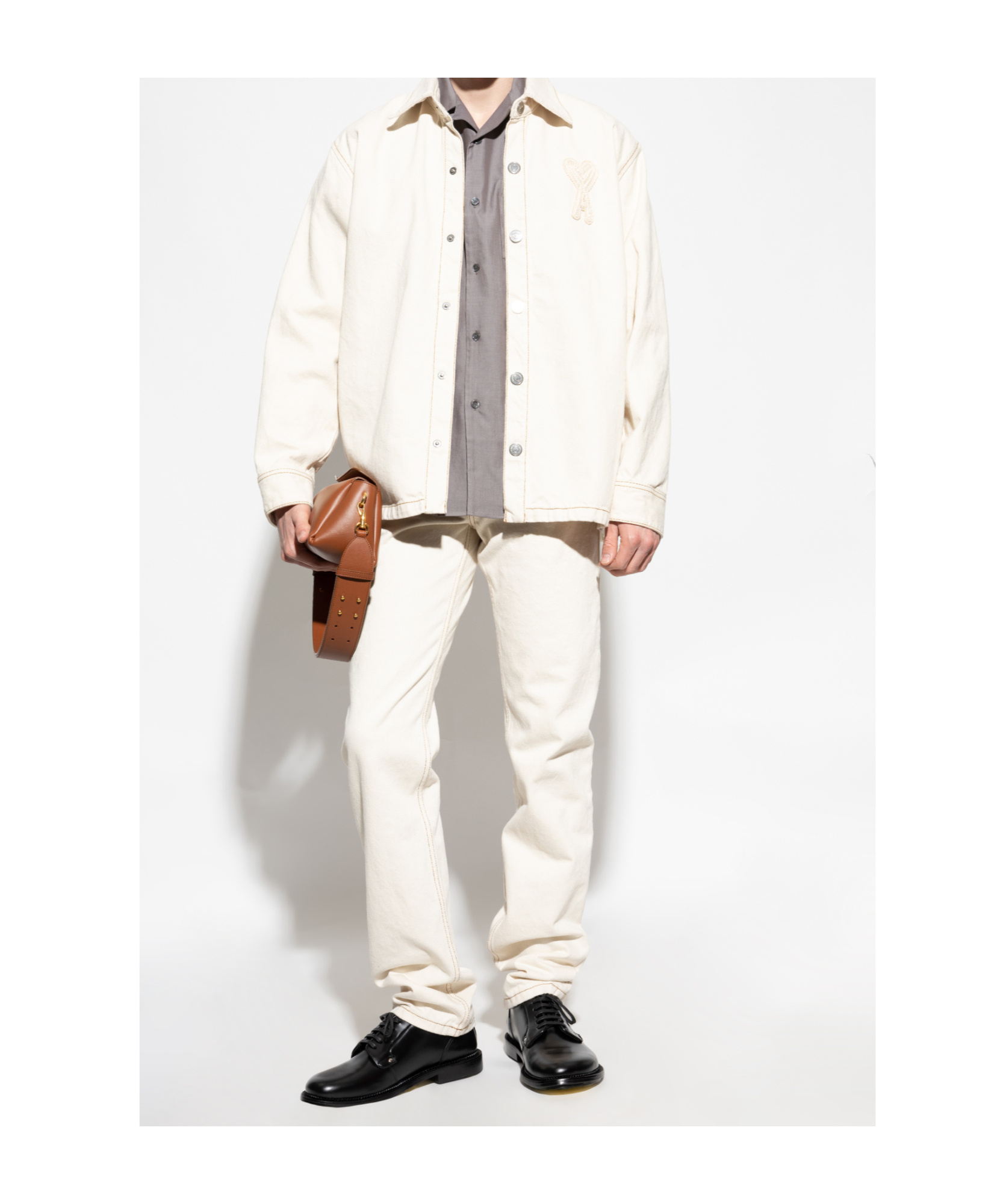 Ami Alexandre Mattiussi Casual Pants With Belt Loops In Cream