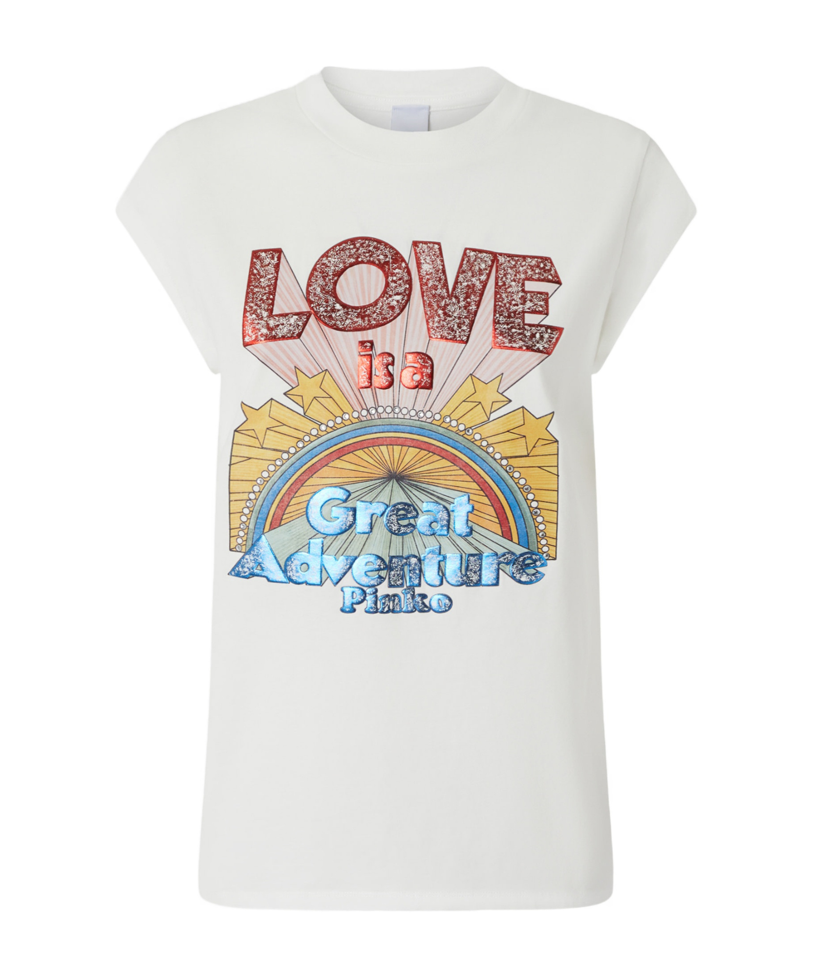 Pinko Love-print T-shirt With Stars In White