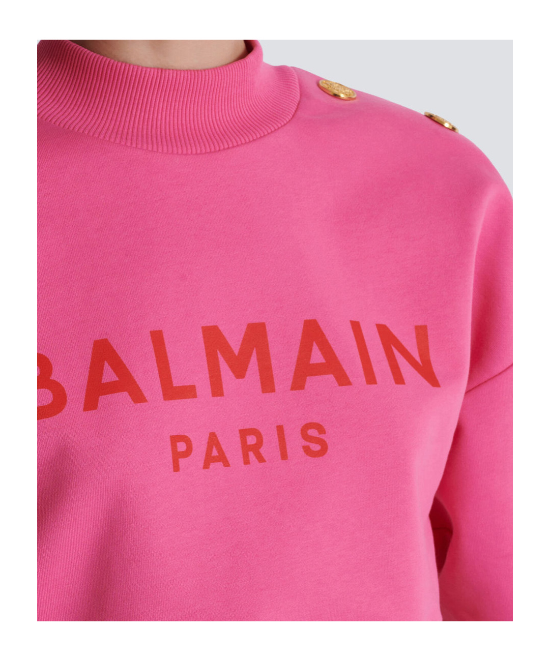 BALMAIN CROPPED SWEATSHIRT WITH BALMAIN PARIS PRINT