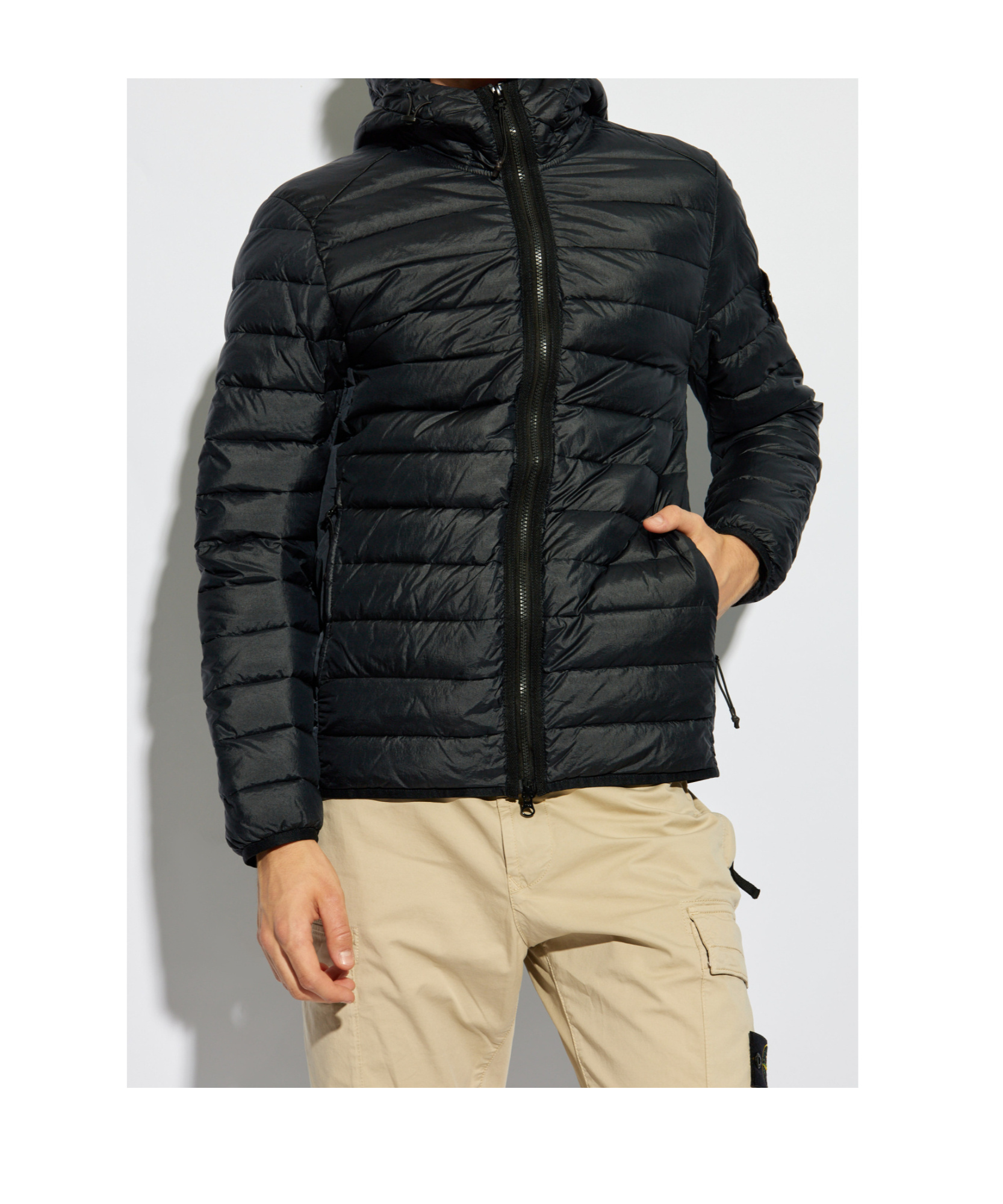 Stone Island Loom Woven Chambers Nylon Down Jacket In Blue