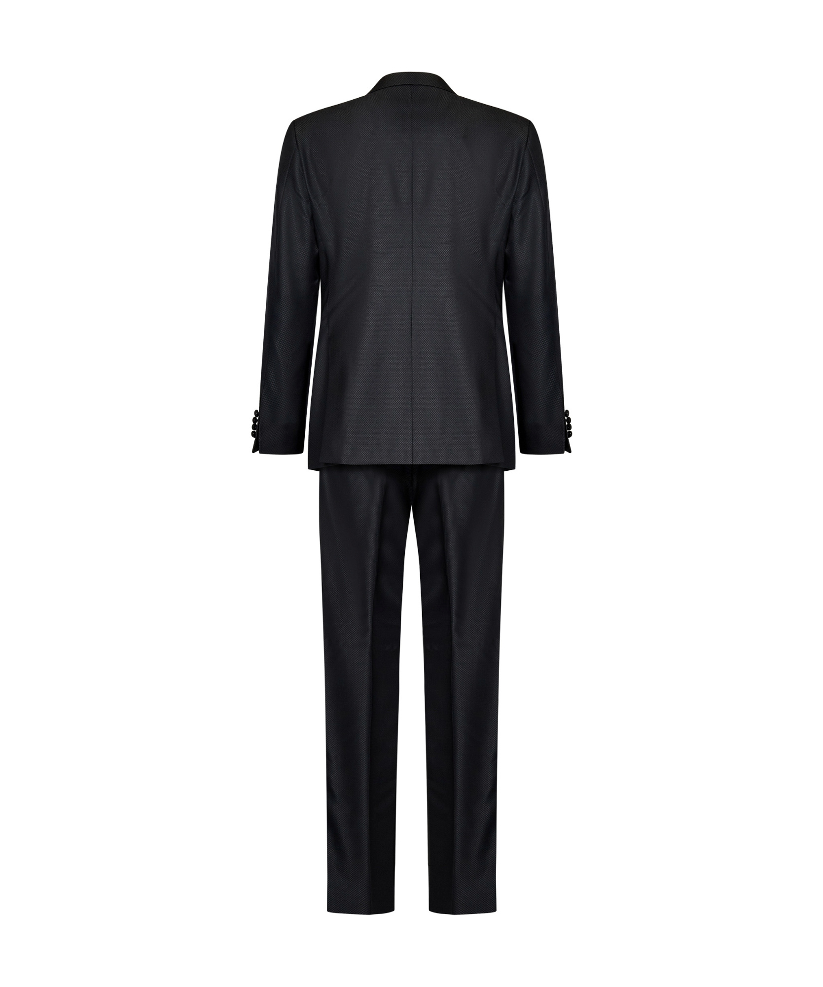 Emporio Armani Tailored Black Virgin Wool Suit With Satin Lapel In Black