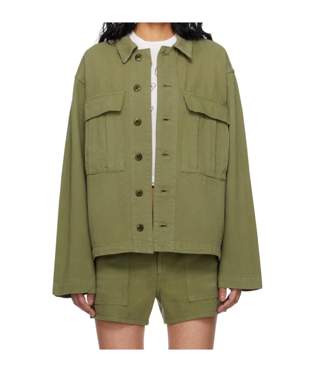 Re/done Khaki Field Jacket In Green
