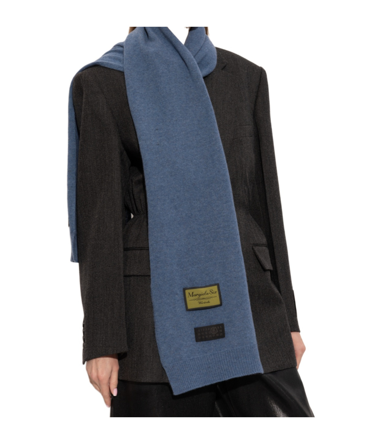 Mm6 Maison Margiela Logo Patch Knitted Scarf In Blue