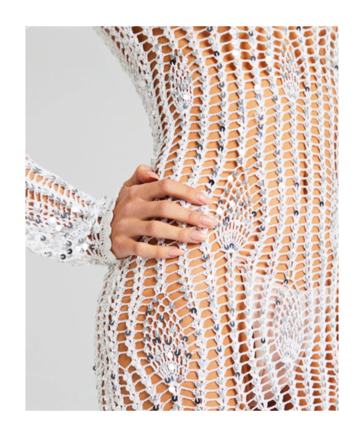 Retroféte Cherri Sequin Crochet Dress In Animal Print