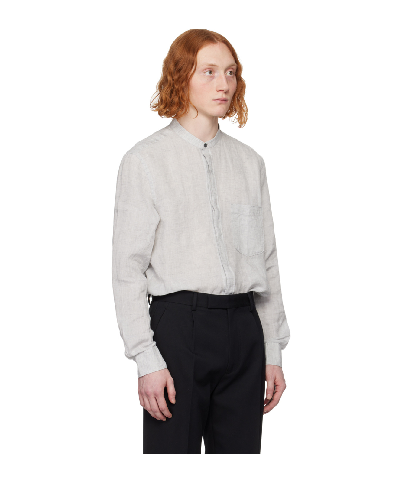 Zegna Long-sleeved Shirt With Vertical Collar In White