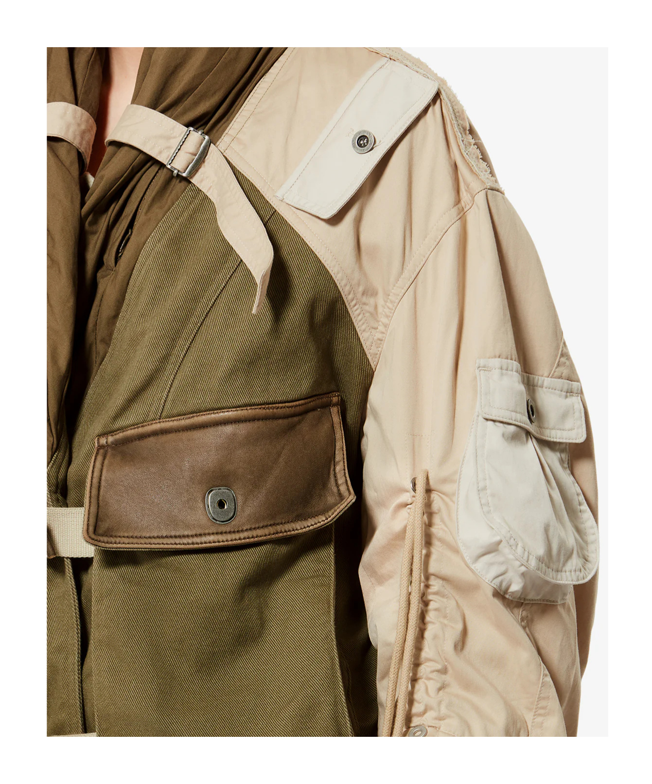 Isabel Marant Julissa Leather-trimmed Organic Cotton Jacket In Multi