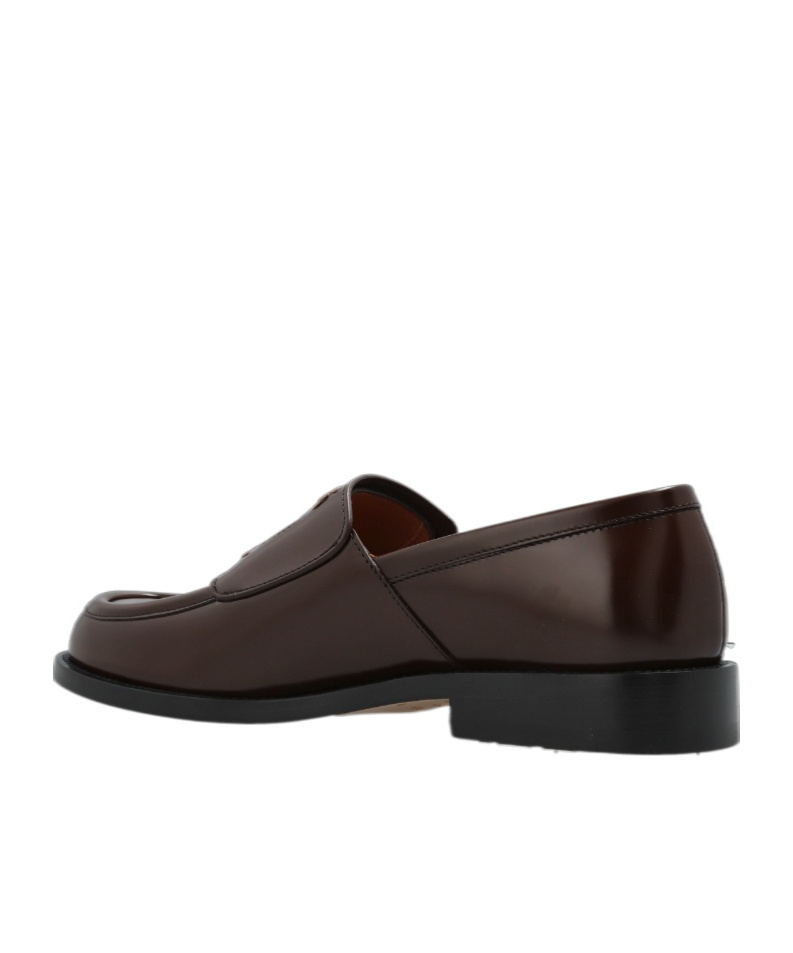 Marni Leather Loafers With Stitched Detailing And Shape In Brown