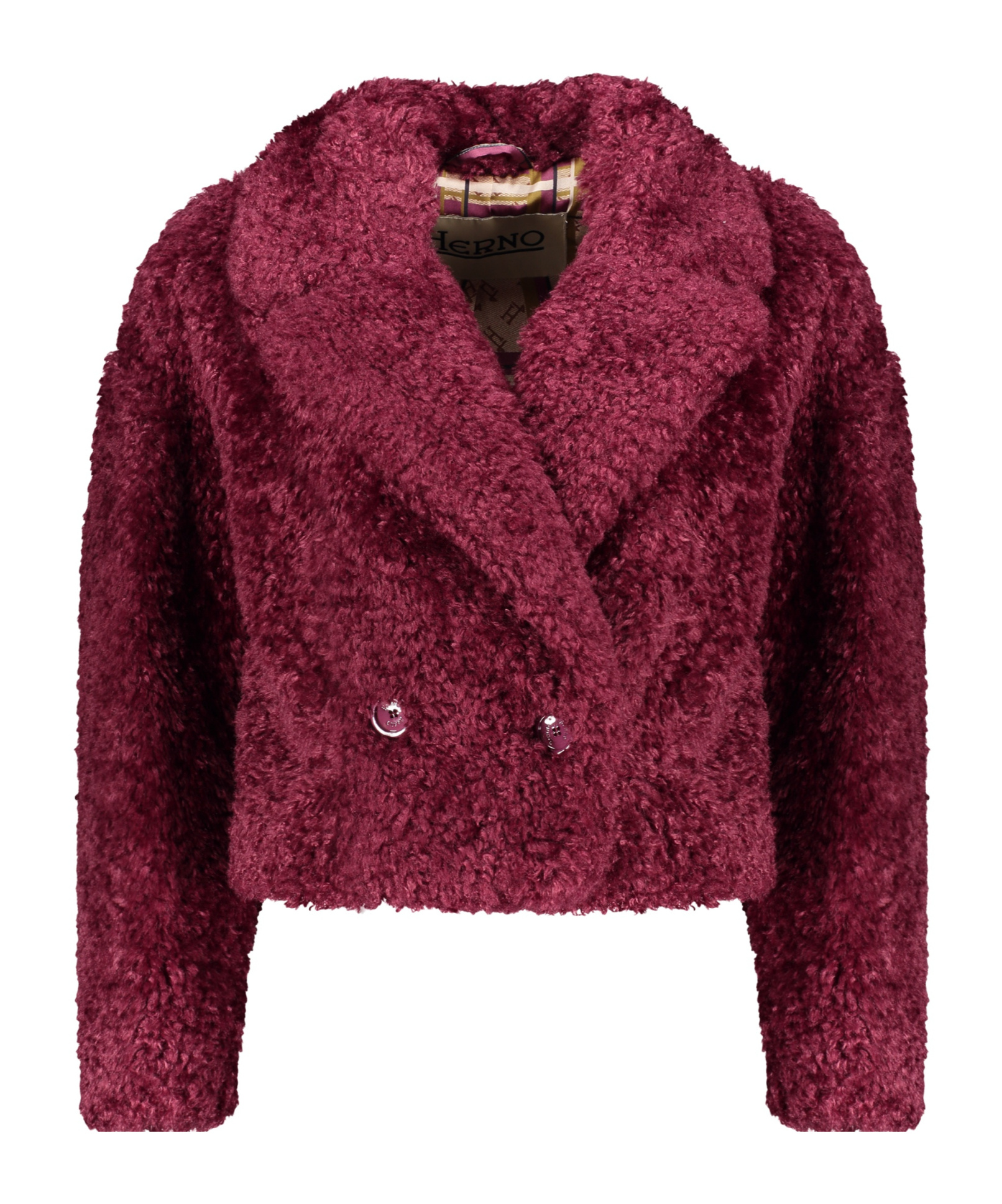 Herno Faux-fur Cropped Jacket In Red