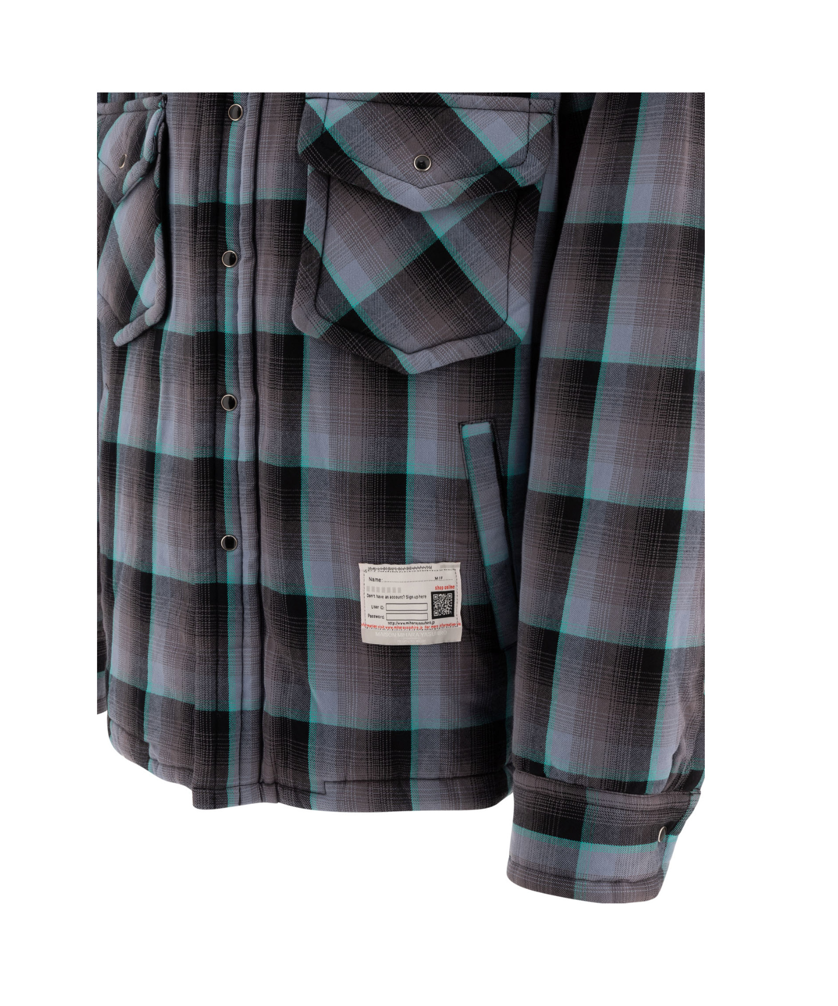 Miharayasuhiro Padded Shirt With Check Pattern And Chest Pockets In Black