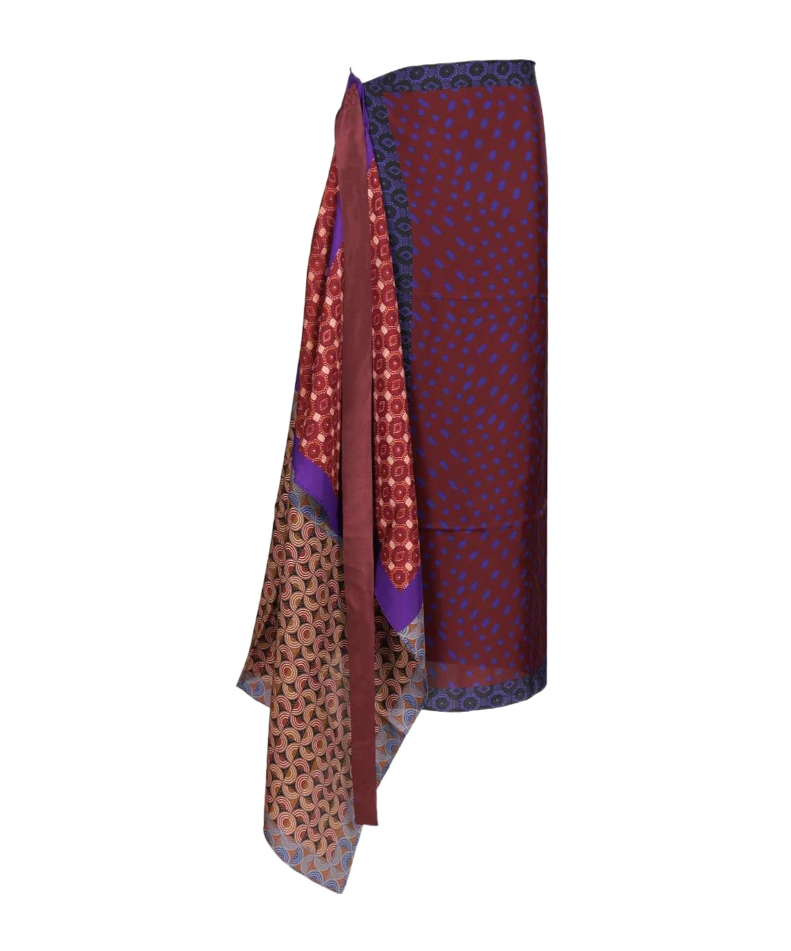Dries Van Noten Long Wrap Scarf-skirt In Silk Skirts Multicolor In Red