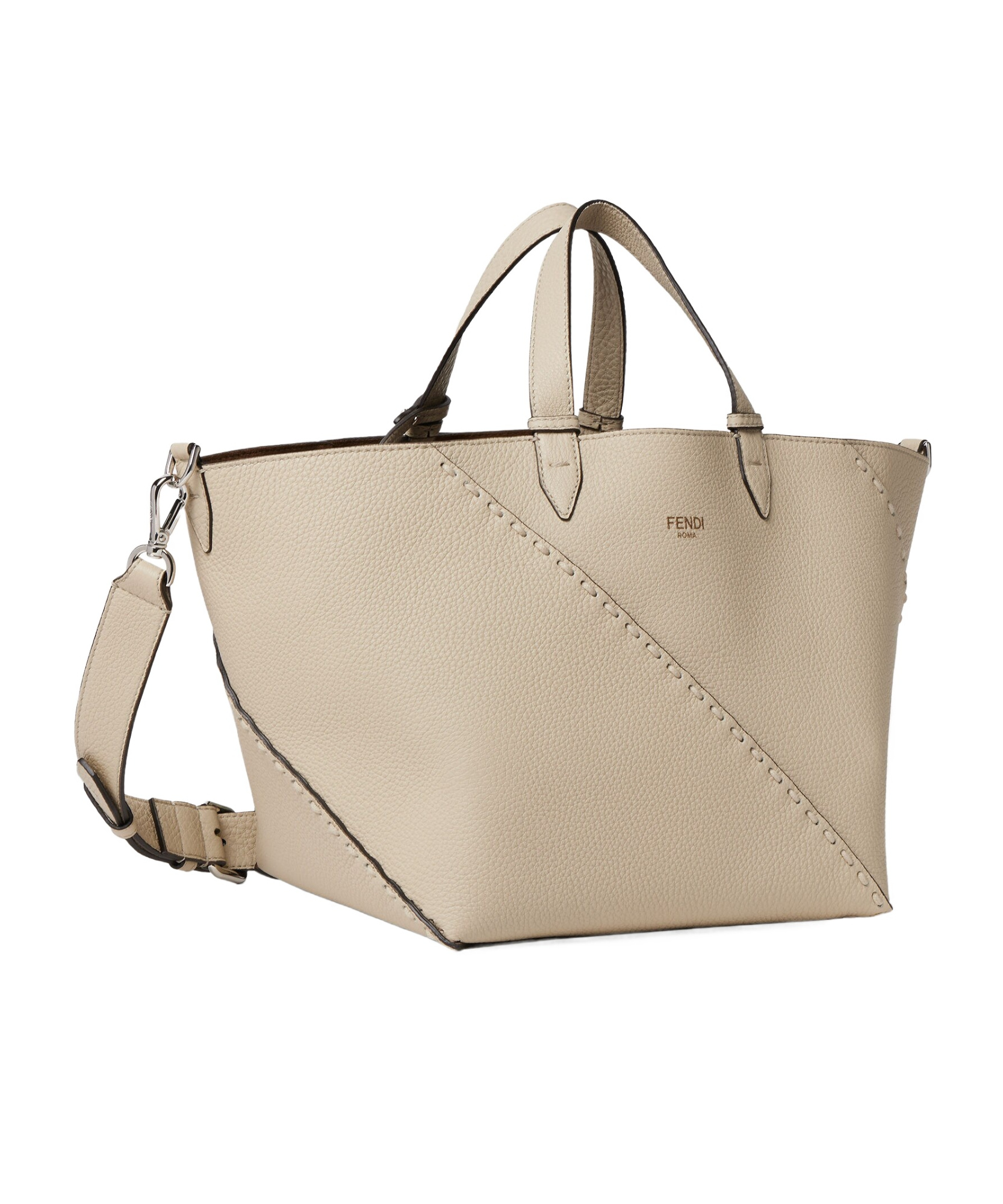 Fendi Diagonal Shopping Small Selleria In Nude