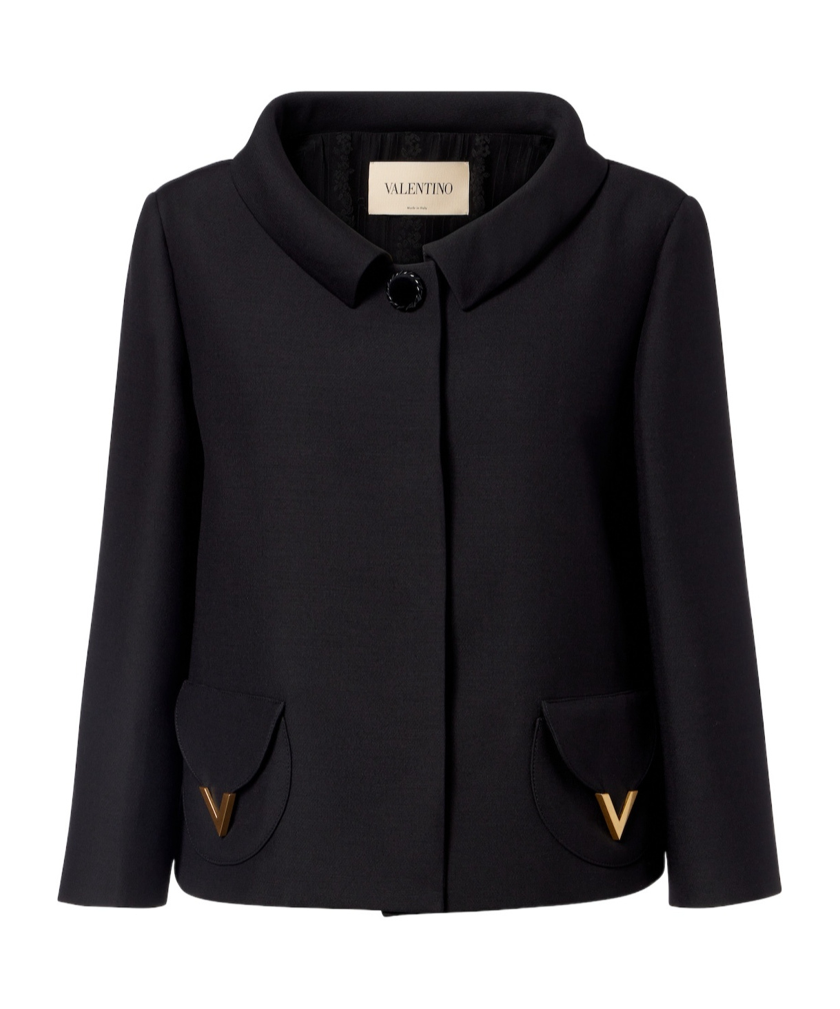 Valentino Vgold Crepe Couture Jacket In Black