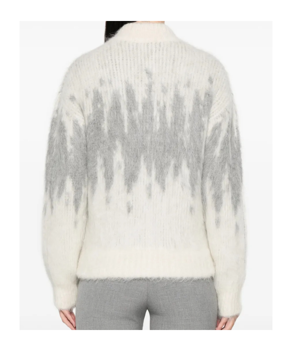 Peserico Zip Pattern Cardigan In White