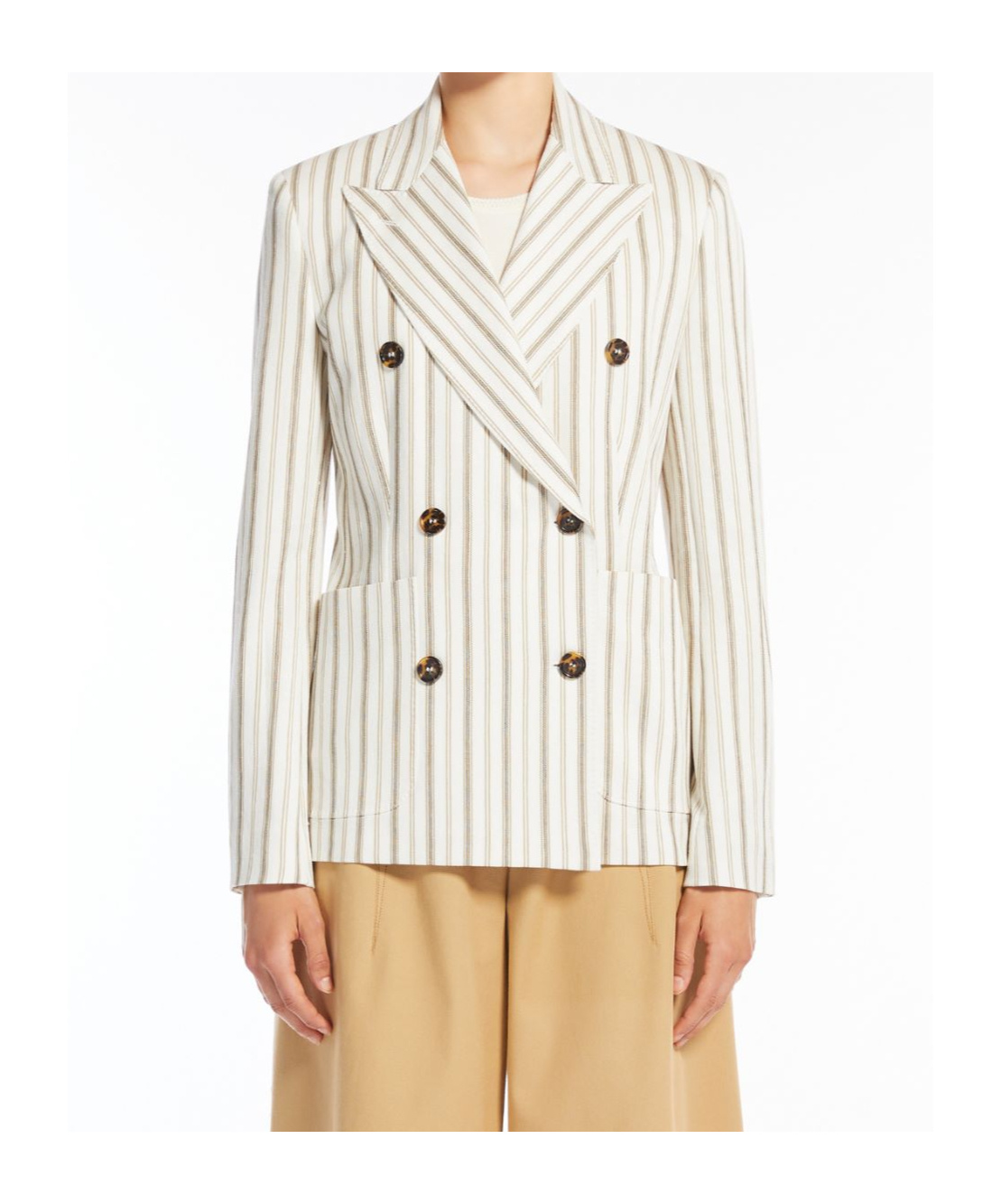 Max Mara Long-sleeved Suit Coat In Nude