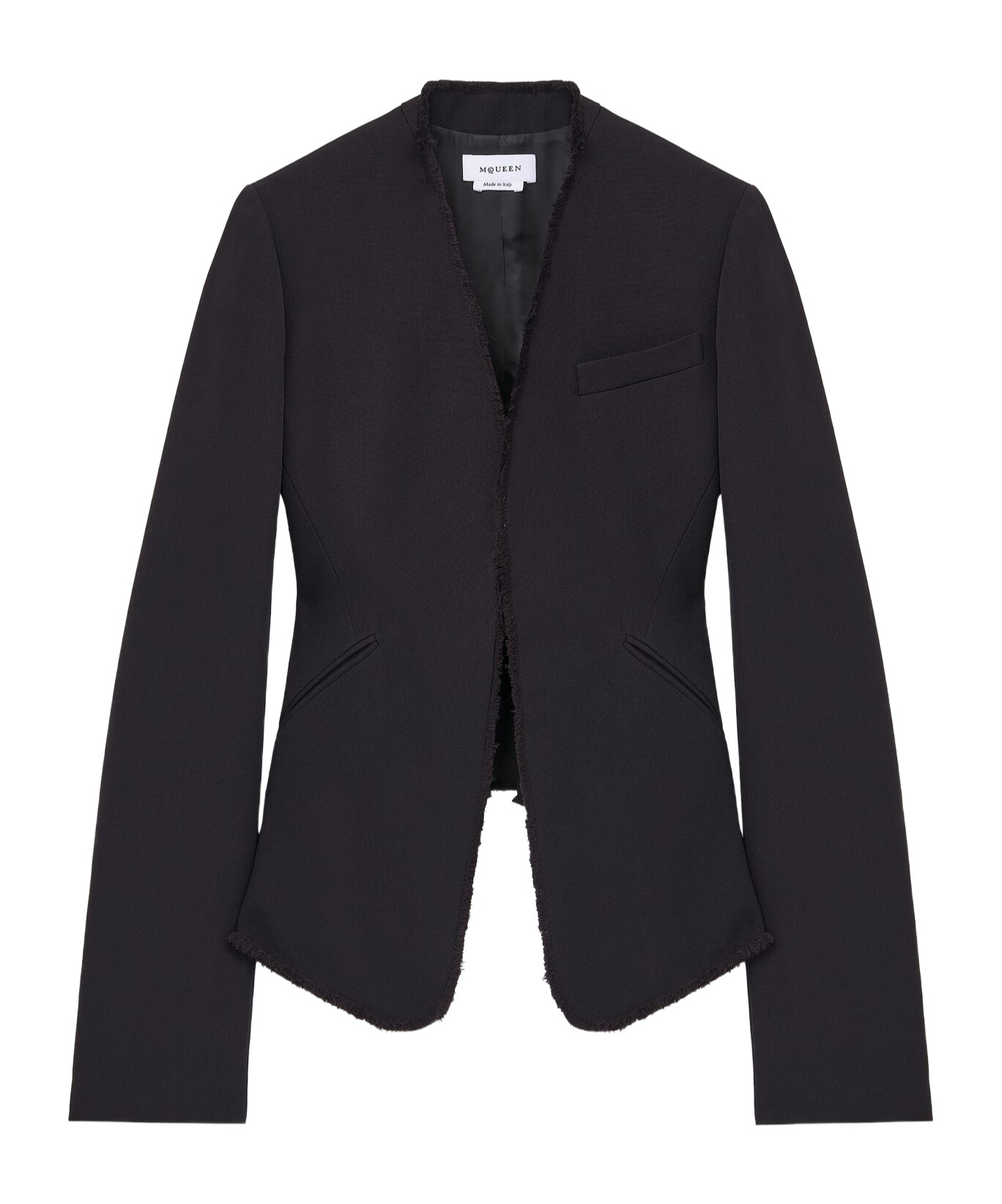 Alexander Mcqueen Wool Canvas Single-breasted Blazer In Black