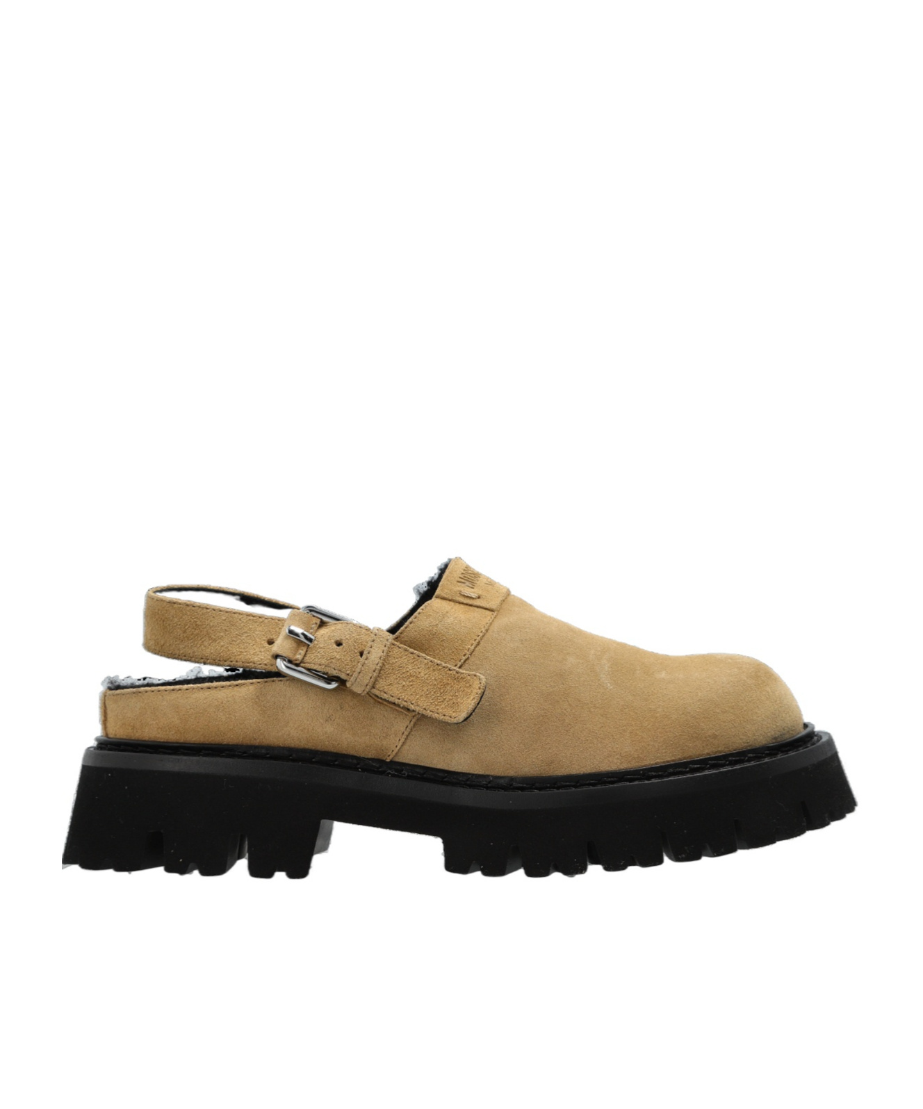 Moschino Buckle Strap Mules In Nude