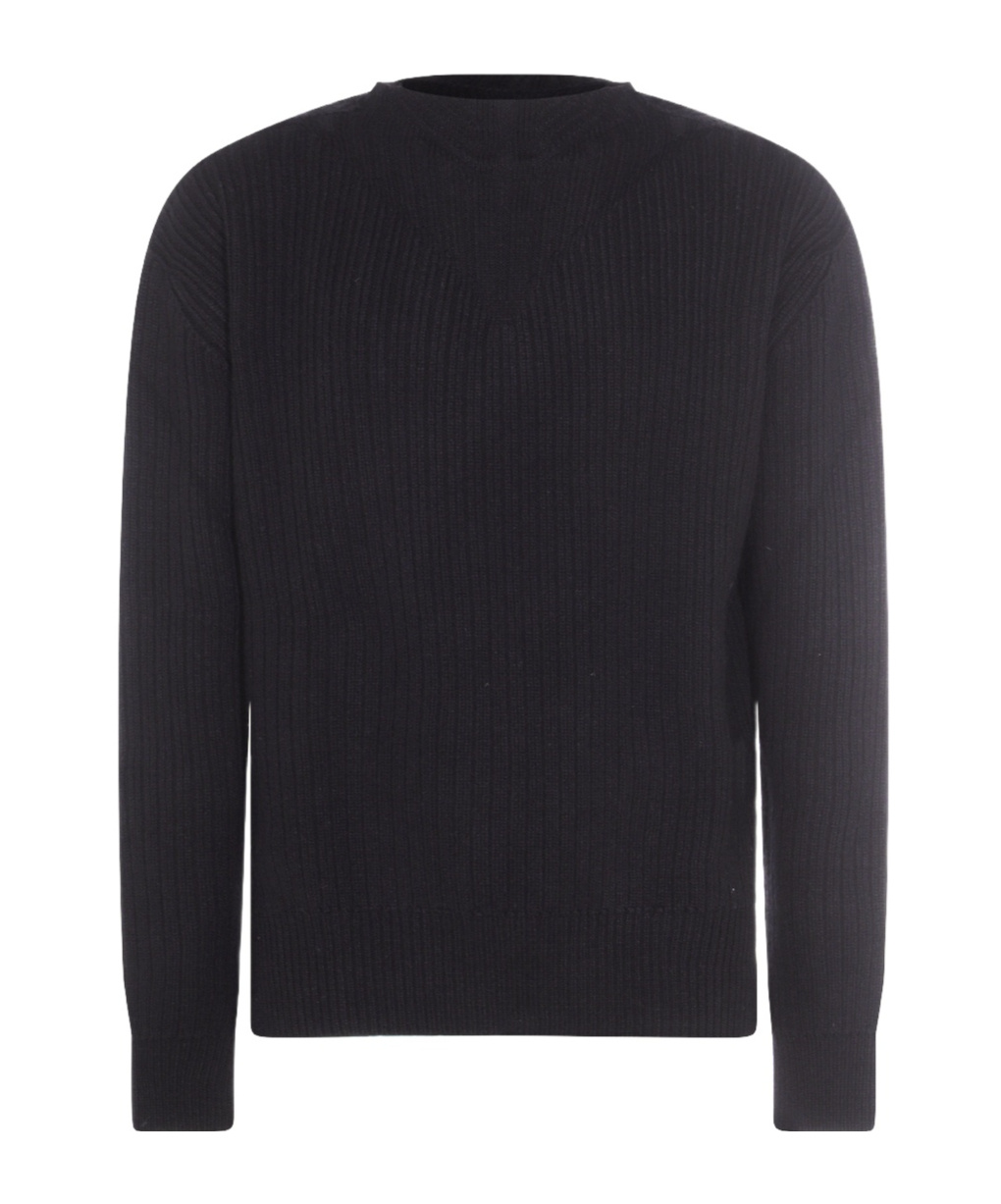 Rick Owens Men Fisherman Round Neck Virgin Wool Sweater In Black