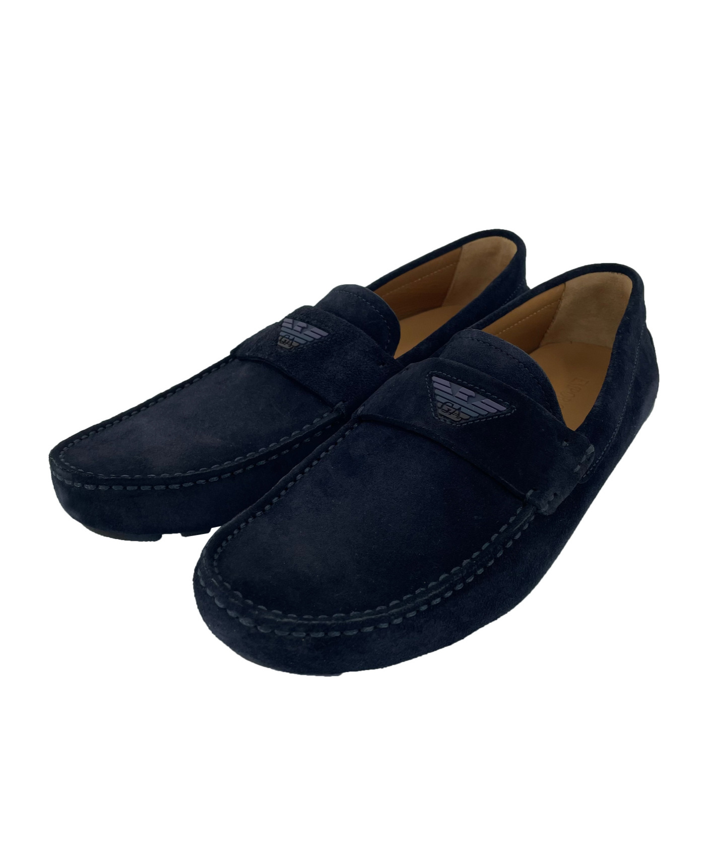 Emporio Armani Eagle Label Round-head Loafers In Black
