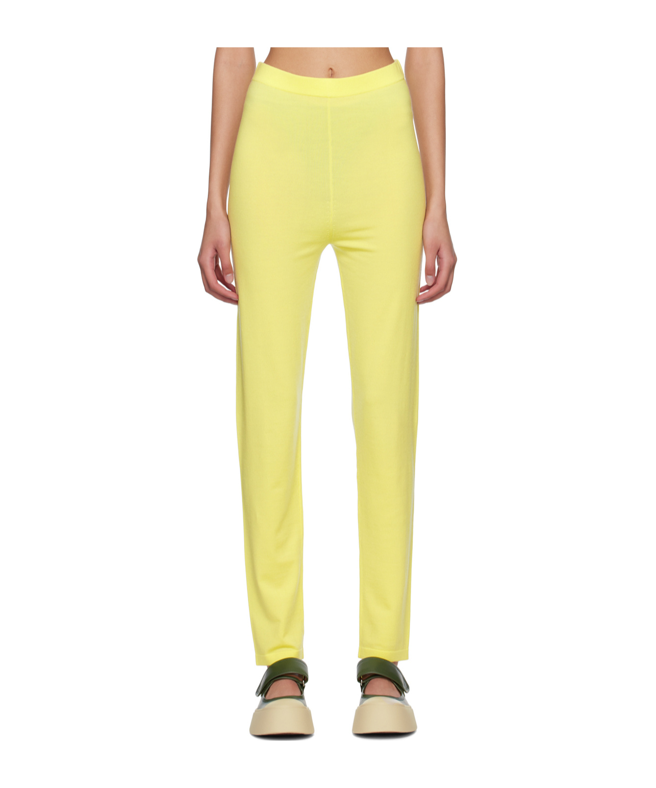 Studio Nicholson High-rise Tailored Tights In Yellow